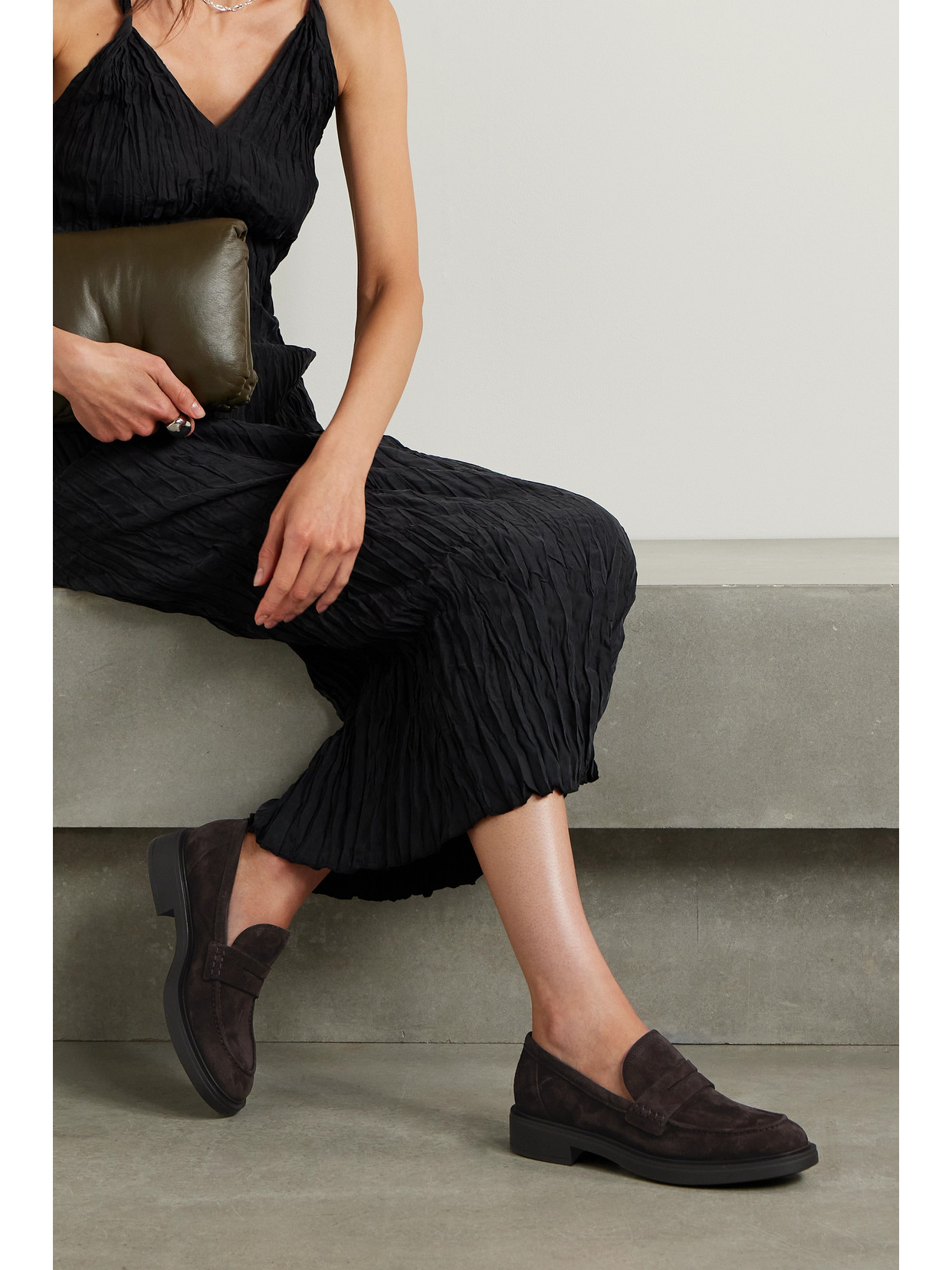 Gianvito Rossi Harris Shearling-lined Suede Loafers In Brown