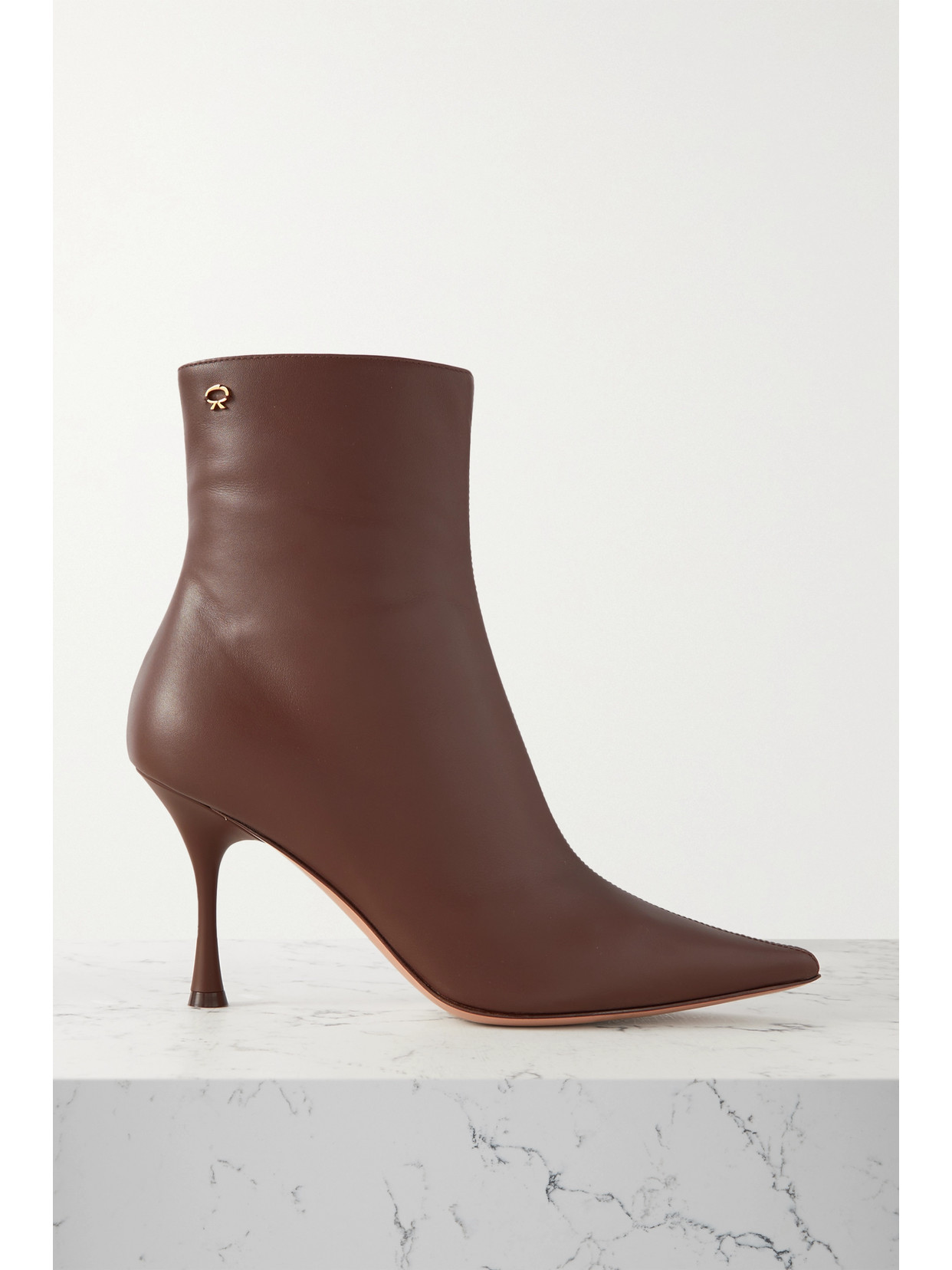 Shop Gianvito Rossi Dunn 85 Leather Ankle Boots In Brown