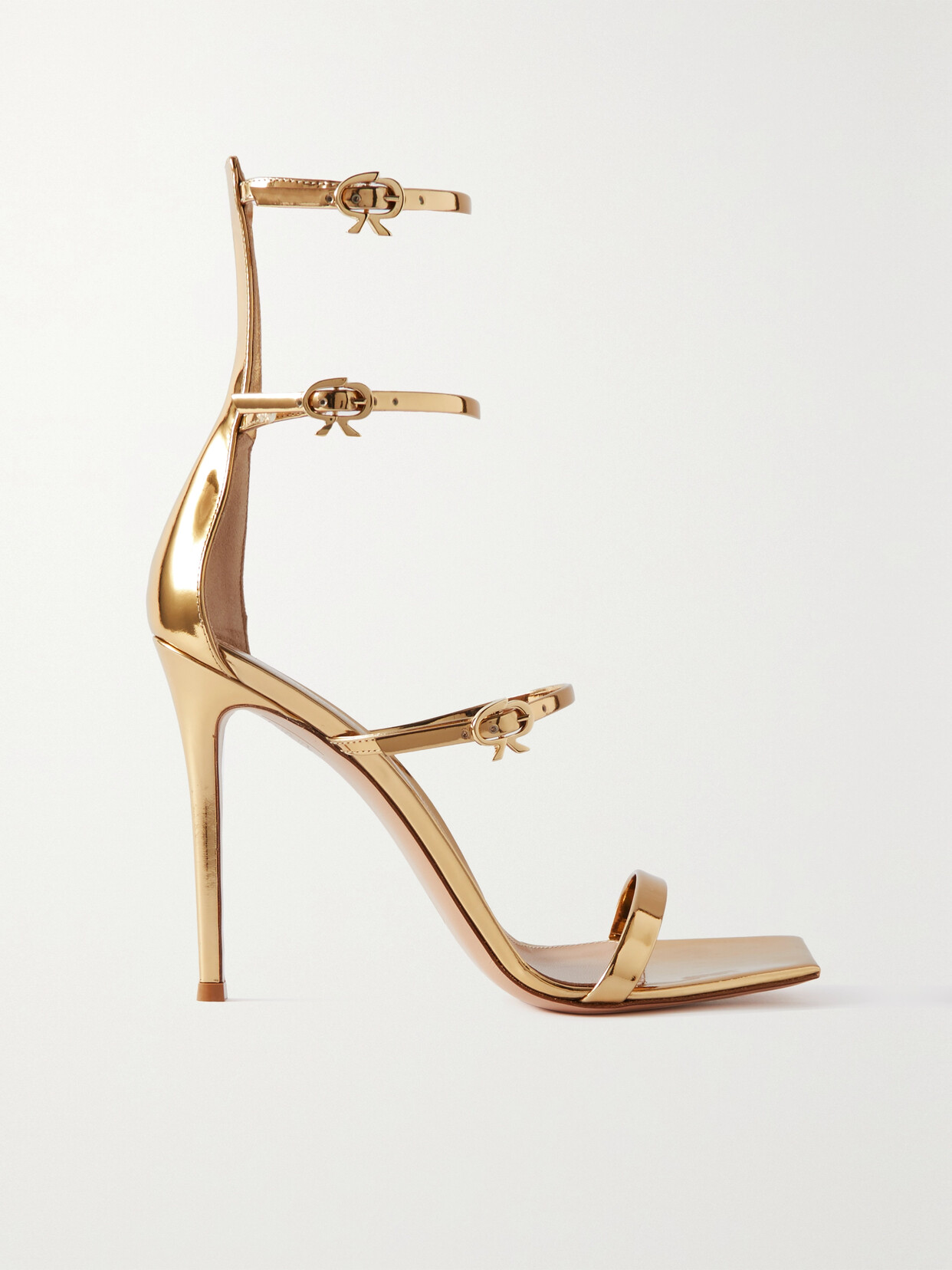 Gianvito Rossi 105 Mirrored Leather Sandals - Gold