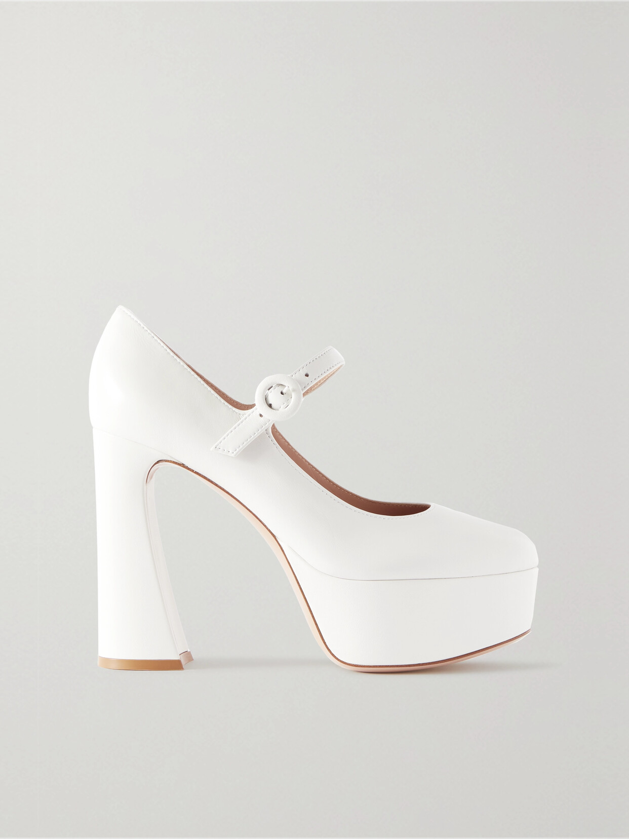 Shop Gianvito Rossi 120 Leather Platform Mary Jane Pumps In White