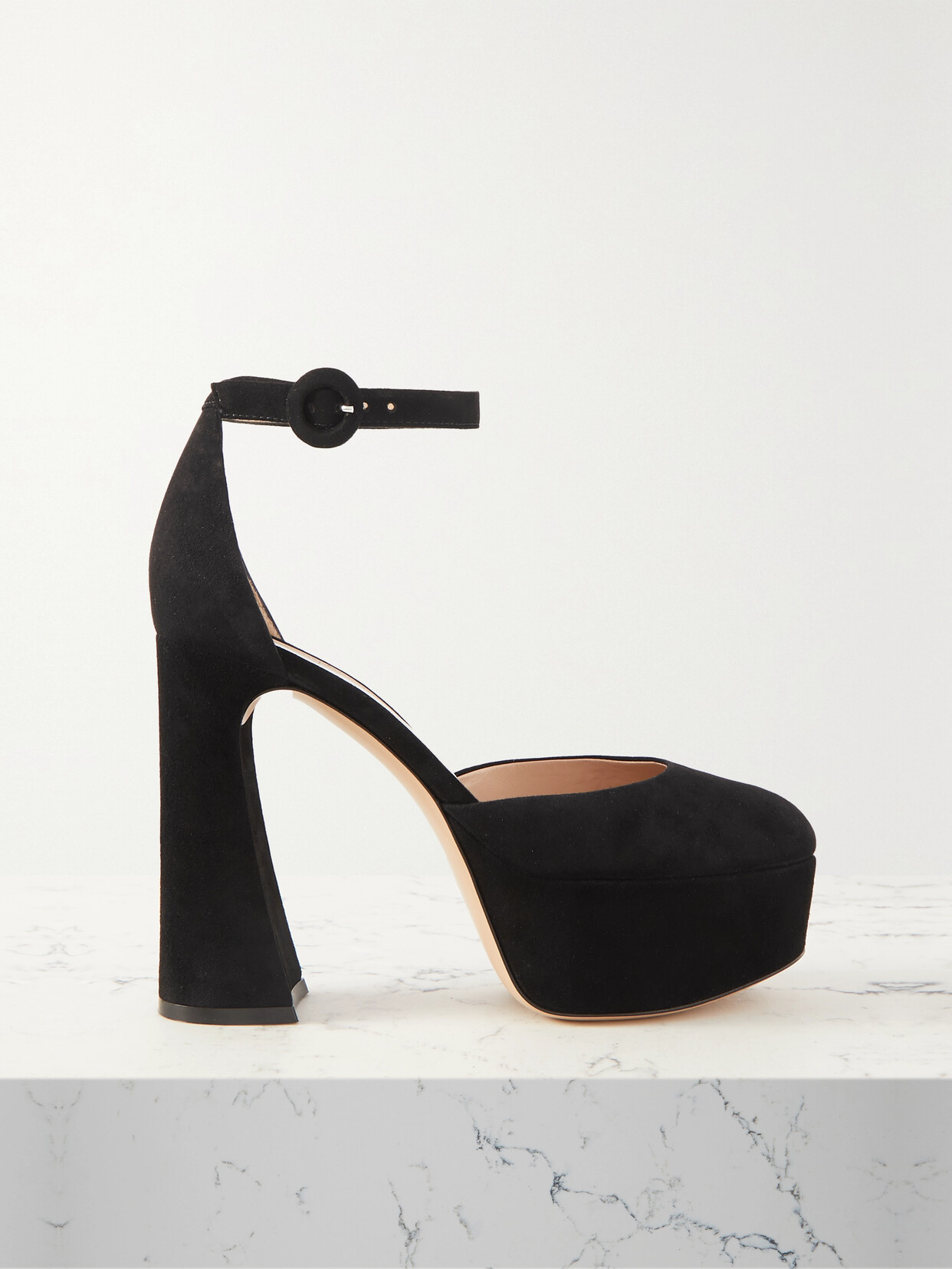 Gianvito Rossi 120 Holly Suede Platform Pumps - Black