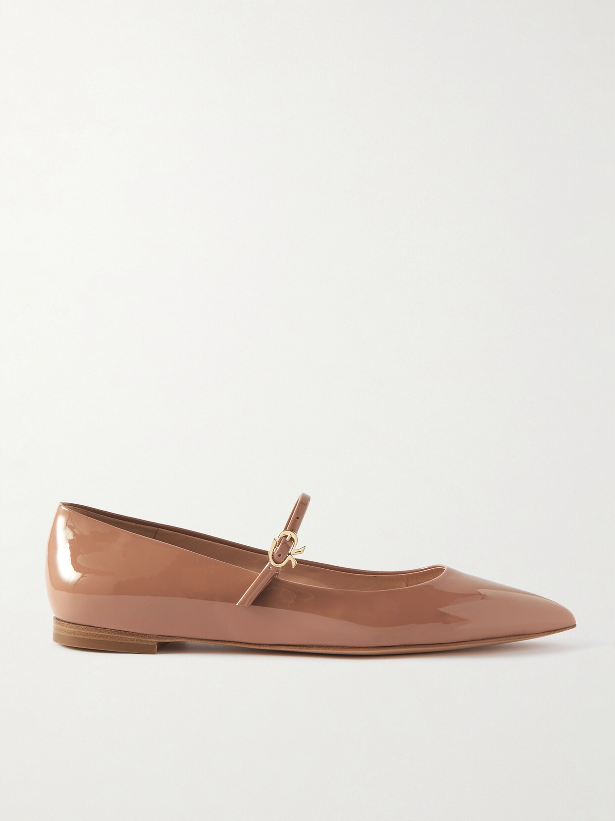 GIANVITO ROSSI VERNICE PATENT-LEATHER MARY JANE POINT-TOE FLATS