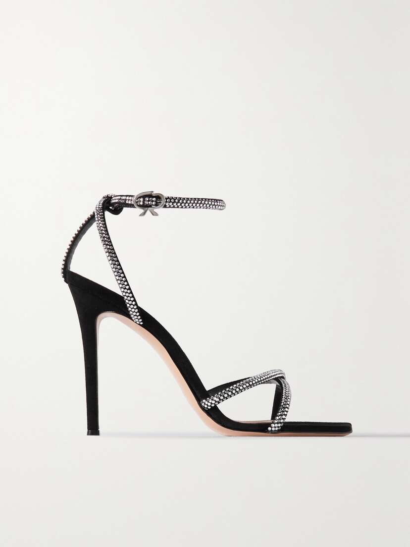 Gianvito Rossi 105 Crystal-embellished Suede Sandals