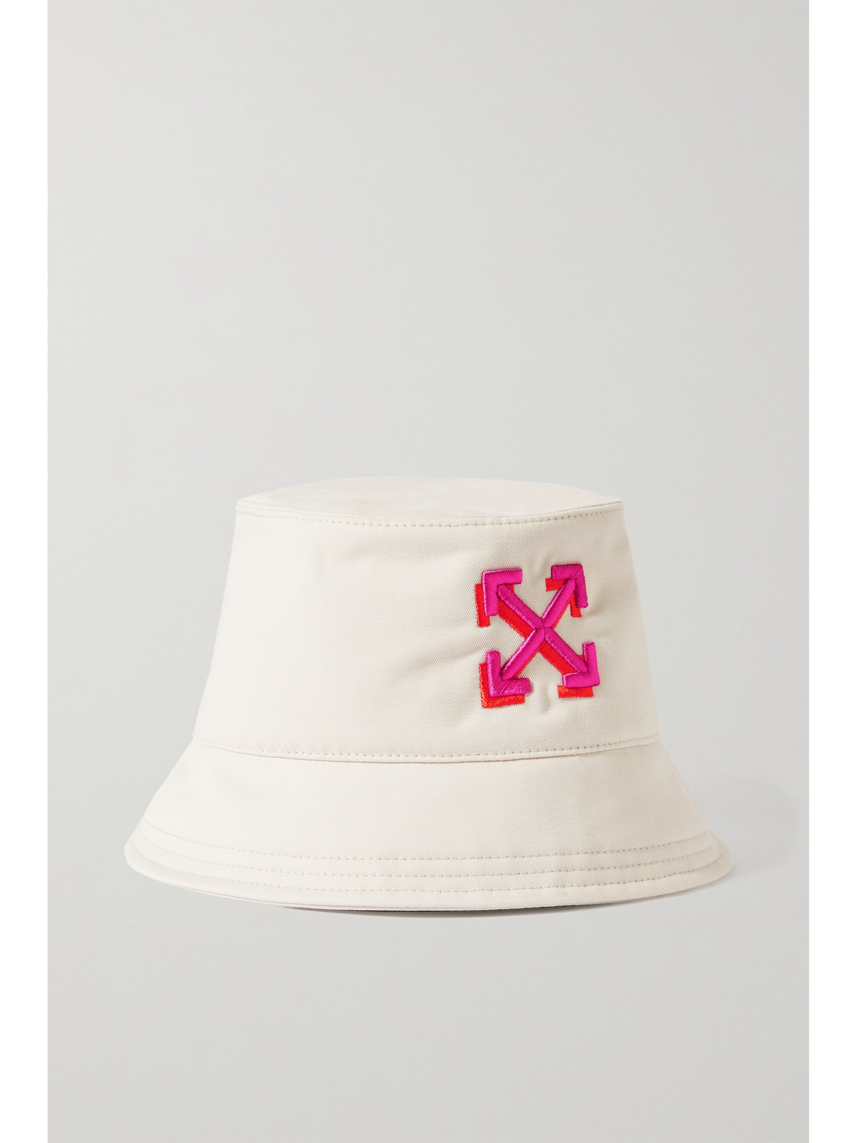 OFF-WHITE EMBROIDERED COTTON-TWILL BUCKET HAT