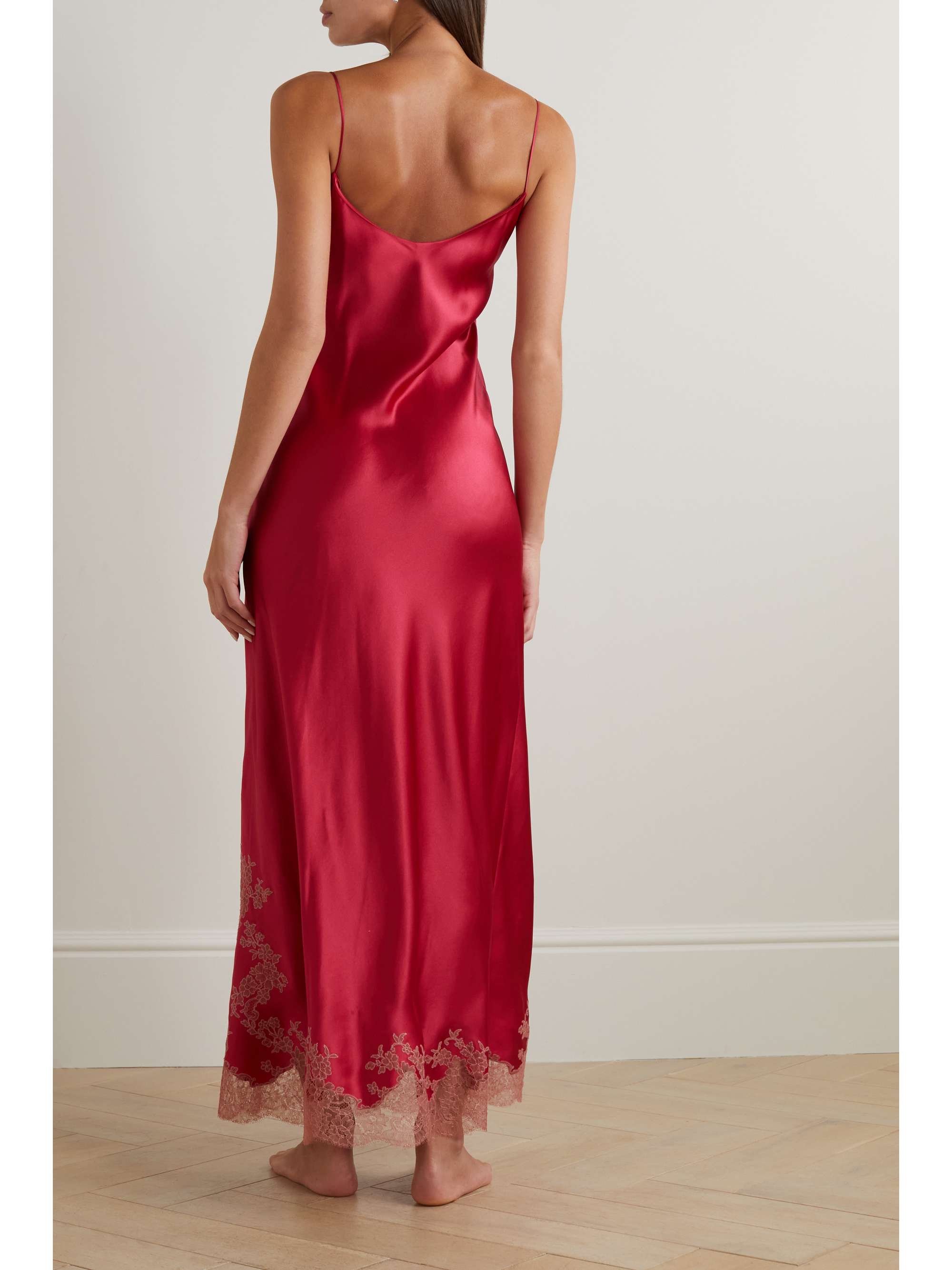 CARINE GILSON Lace-trimmed silk-satin nightdress