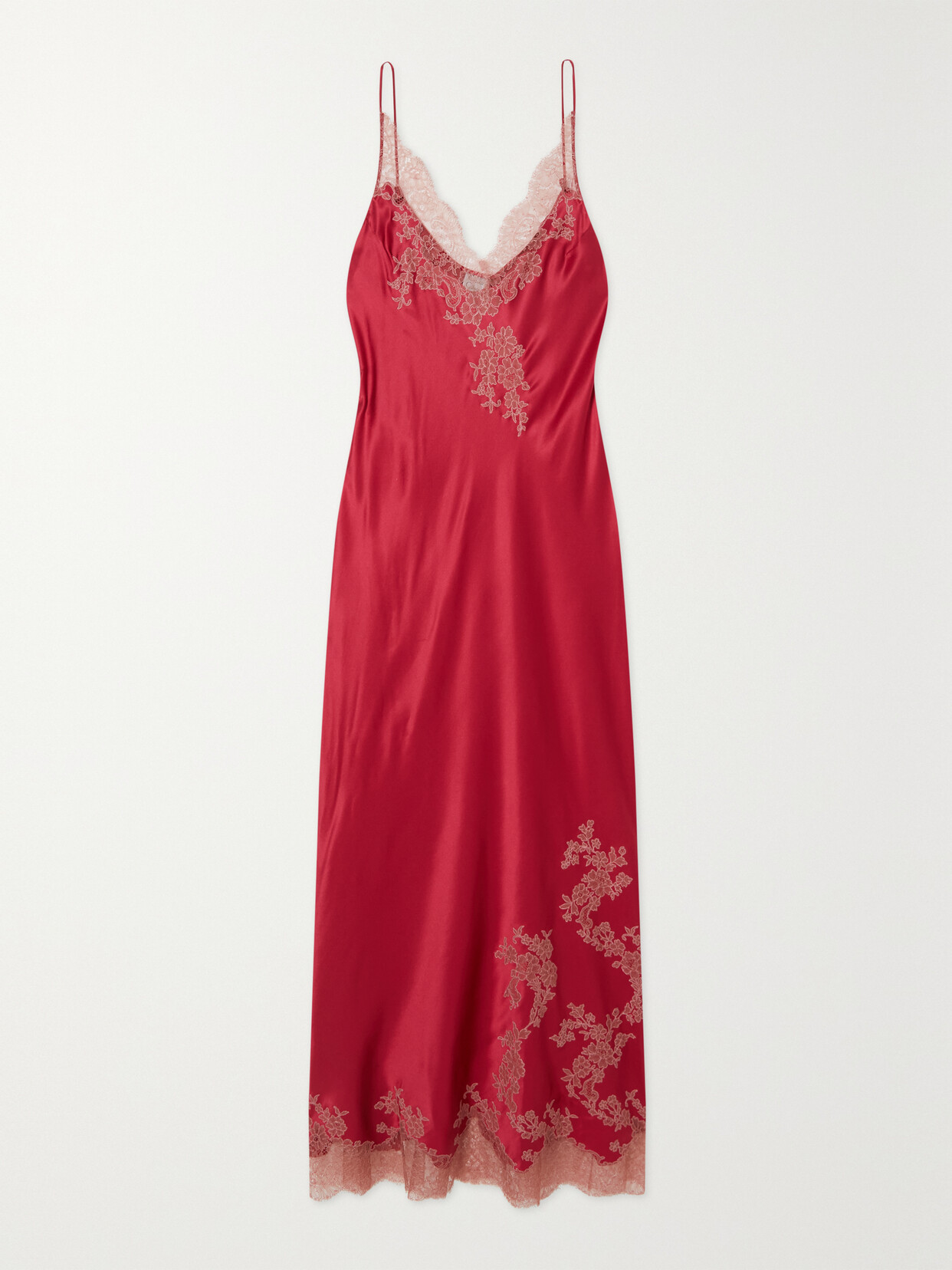 Carine Gilson - Lace-trimmed Silk-satin Nightdress - Red