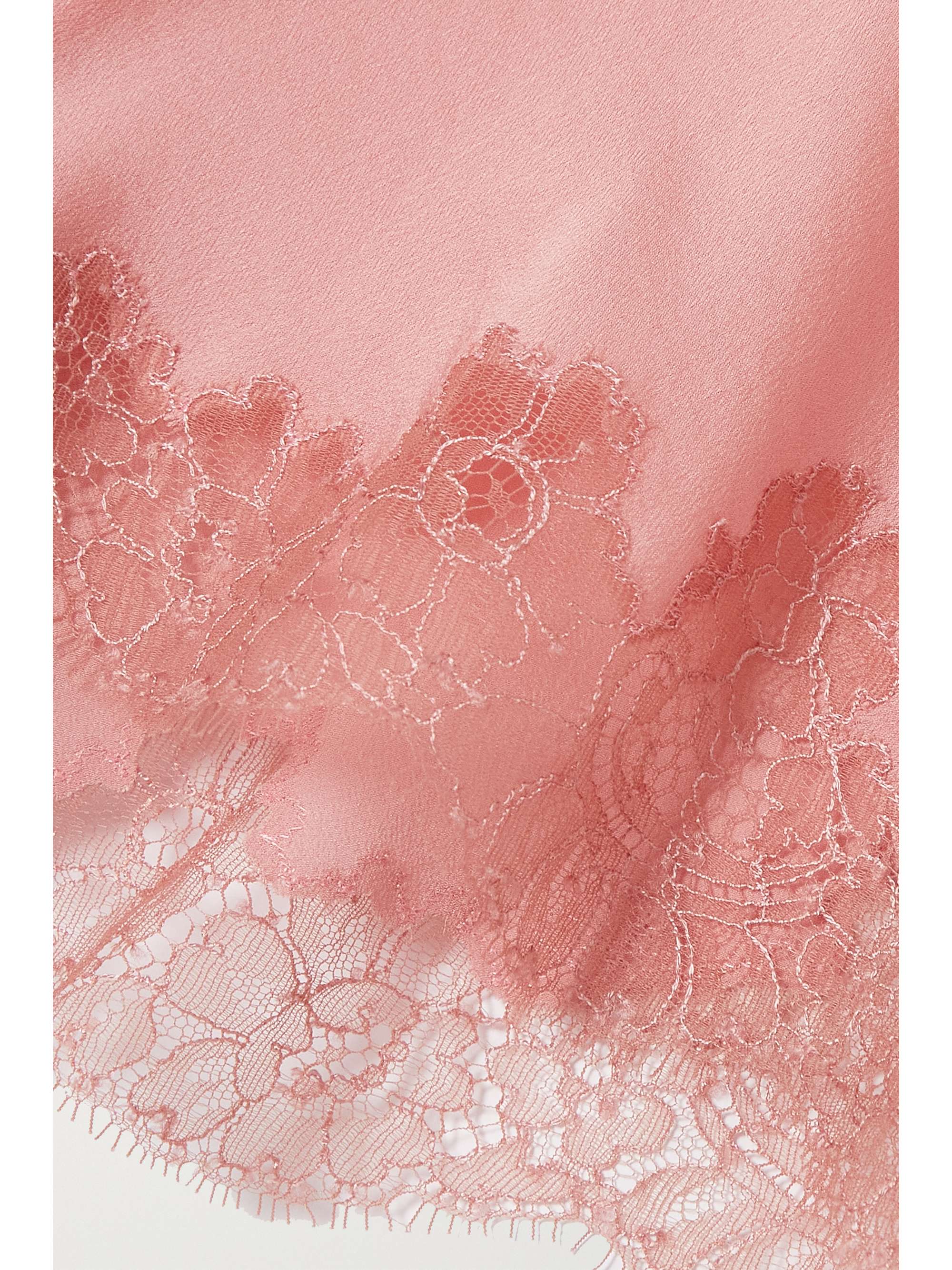 CARINE GILSON Lace-trimmed silk-satin shorts