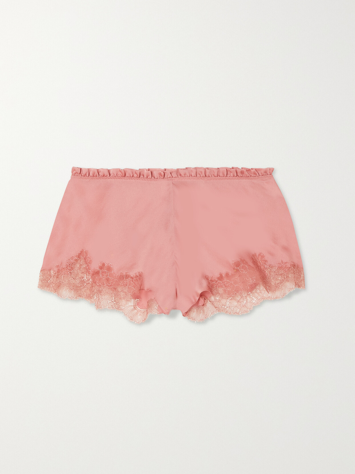 Carine Gilson - Lace-trimmed Silk-satin Shorts - Pink