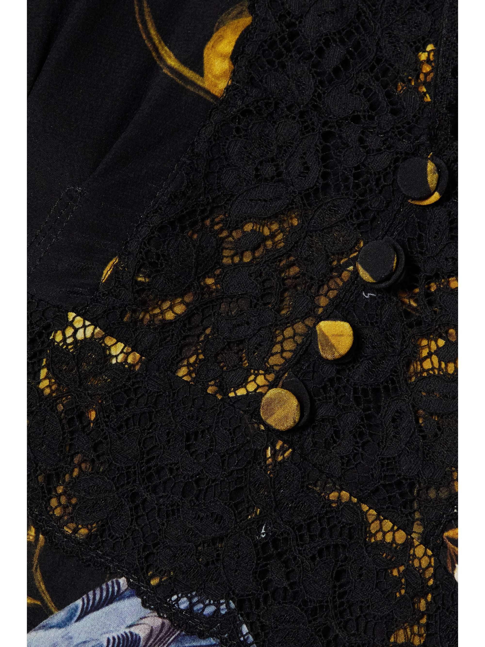 ERDEM Lace-trimmed floral-print silk crepe de chine midi dress