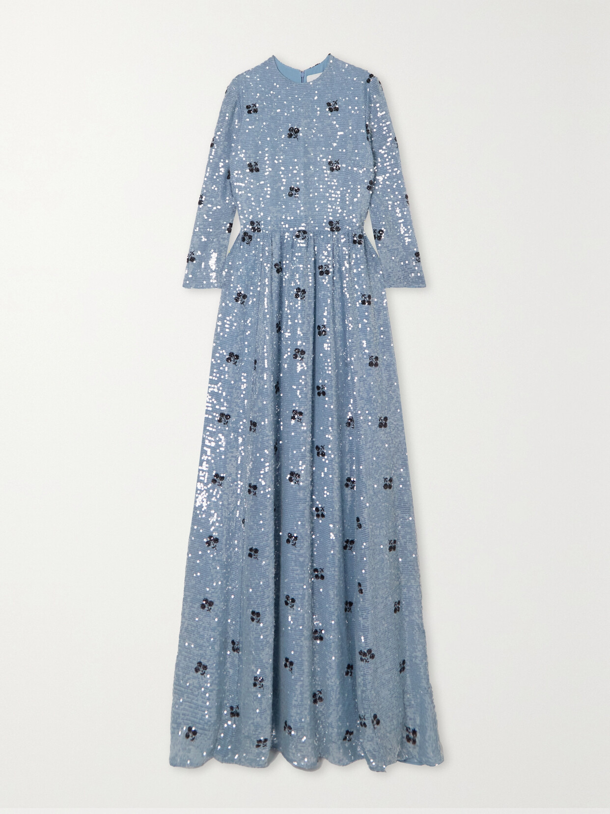 Erdem - Embroidered Sequined Chiffon Gown - Blue