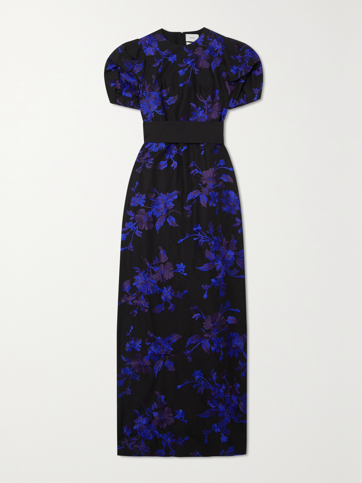 ERDEM BELTED EMBROIDERED COTTON-FAILLE GOWN