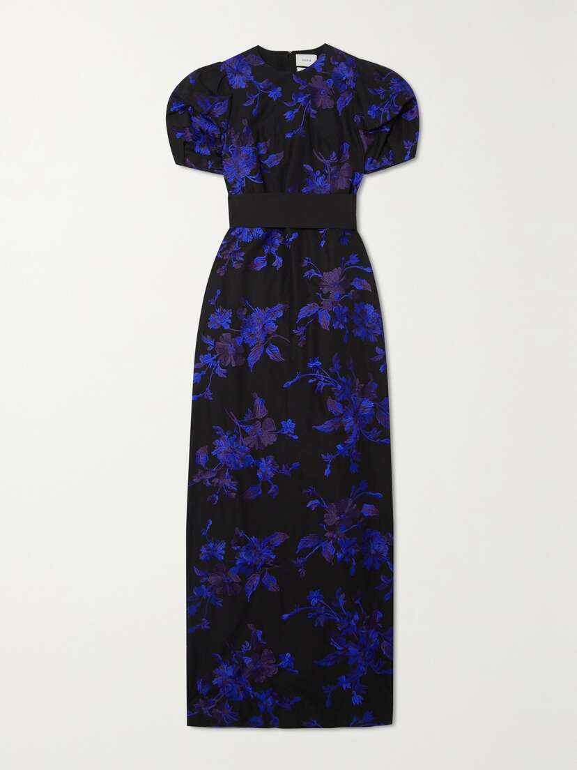 Erdem Belted Embroidered Cotton-faille Gown - UK 20