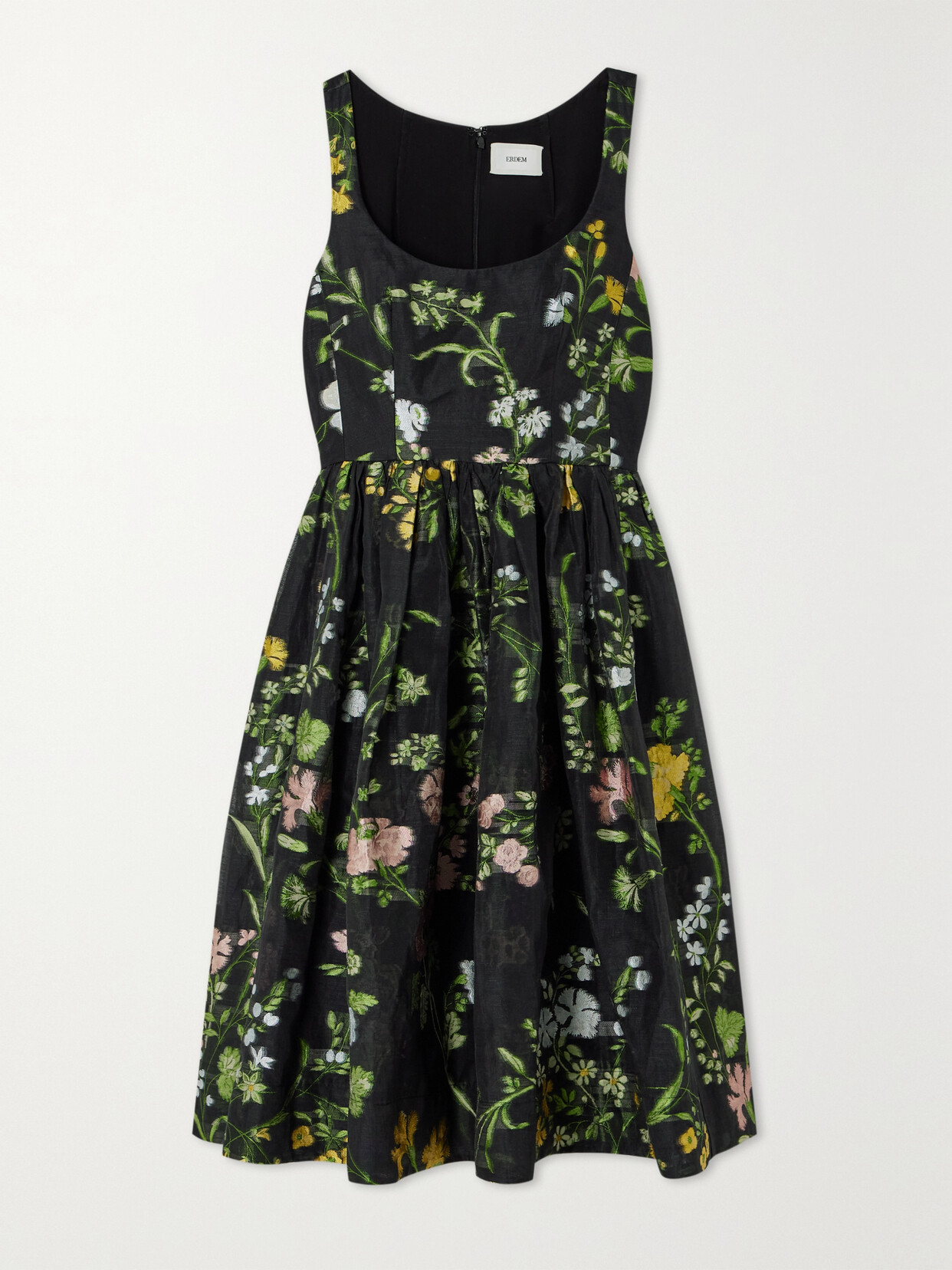 Shop Erdem Metallic Embroidered Organza Midi Dress In Black