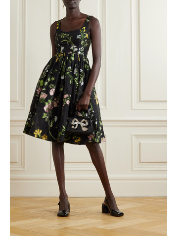 Erdem Metallic embroidered organza midi dress