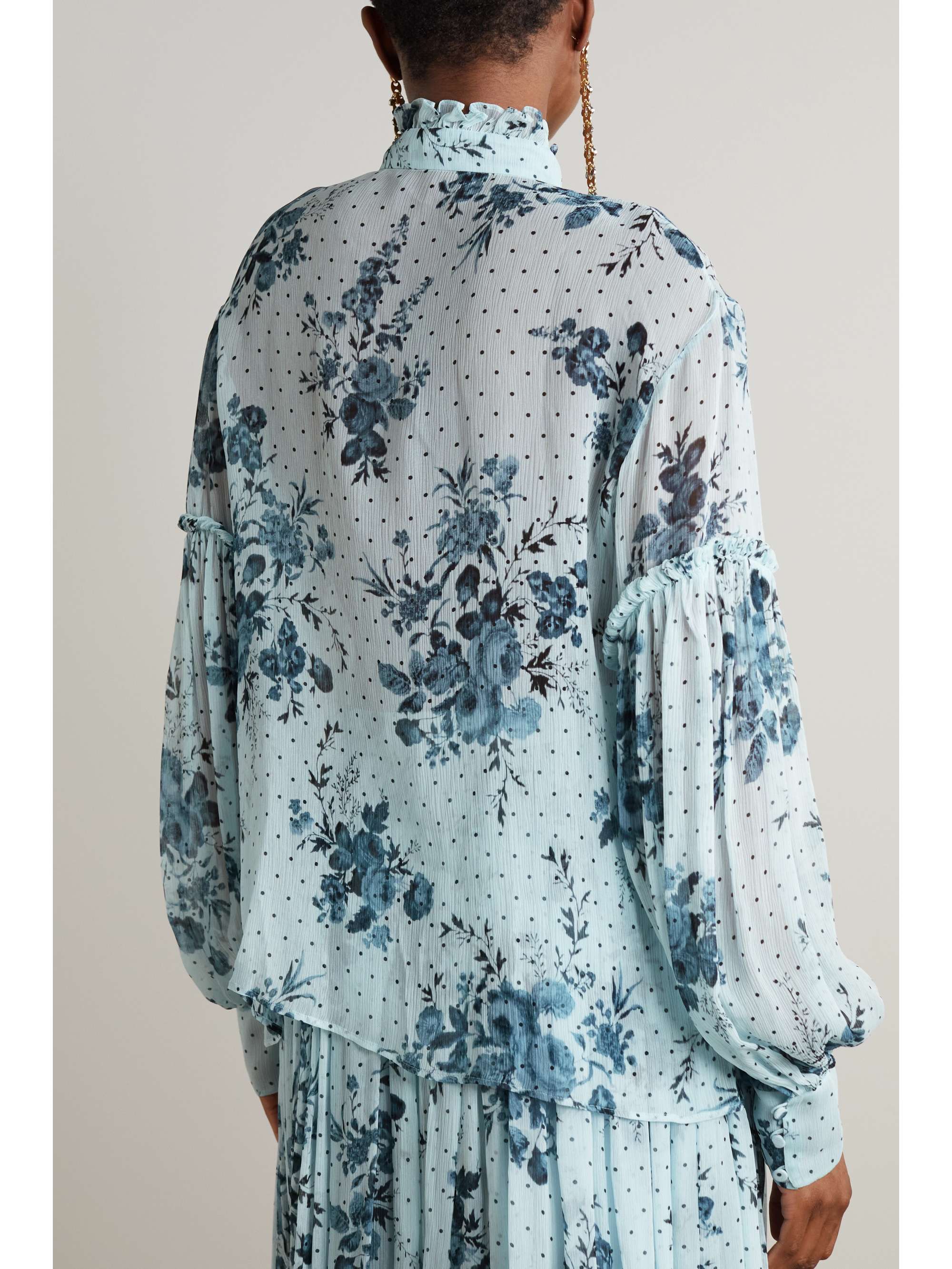 ERDEM Ruffled printed crepon blouse