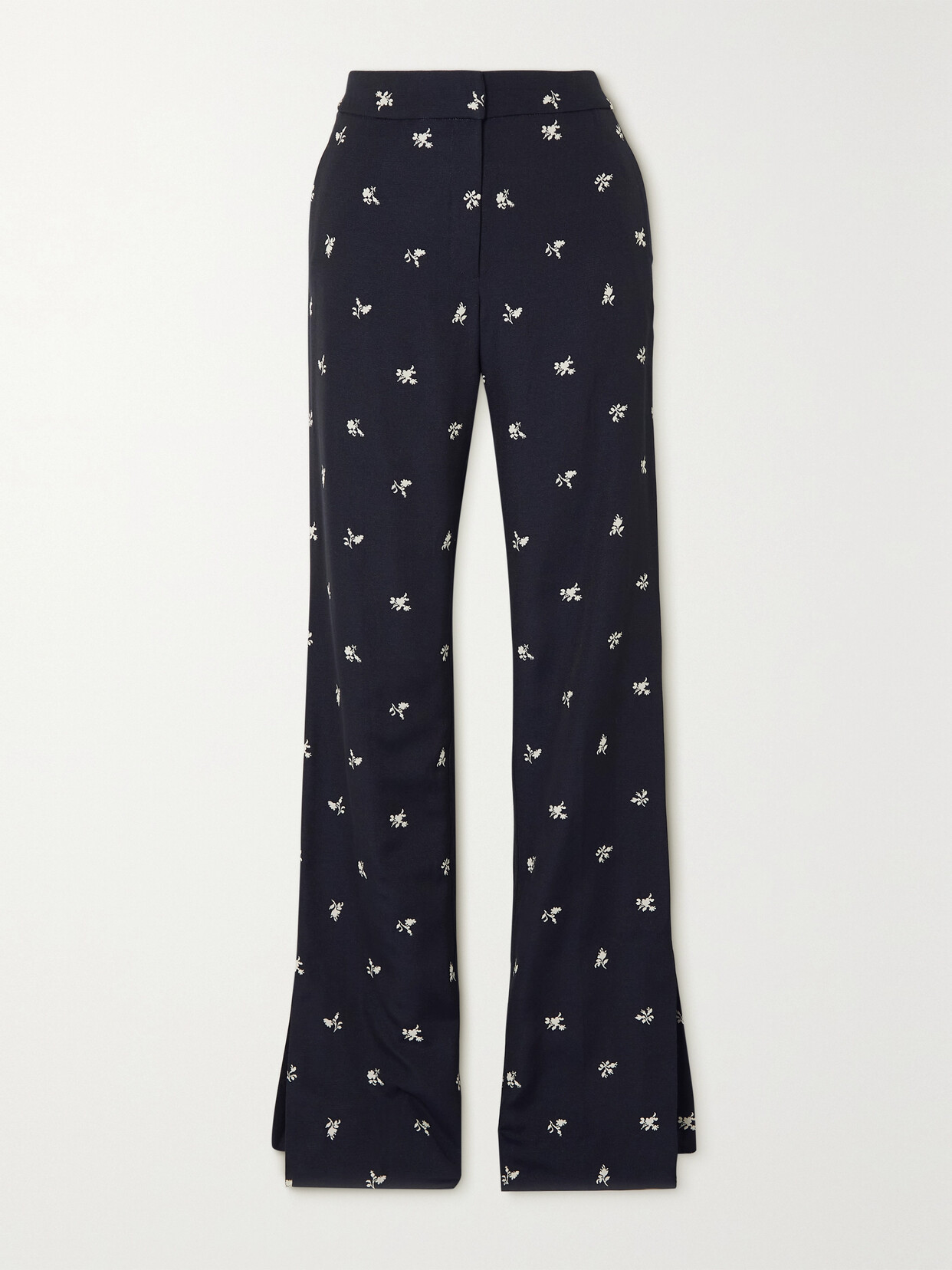 Erdem Floral-jacquard Straight-leg Pants In Blue