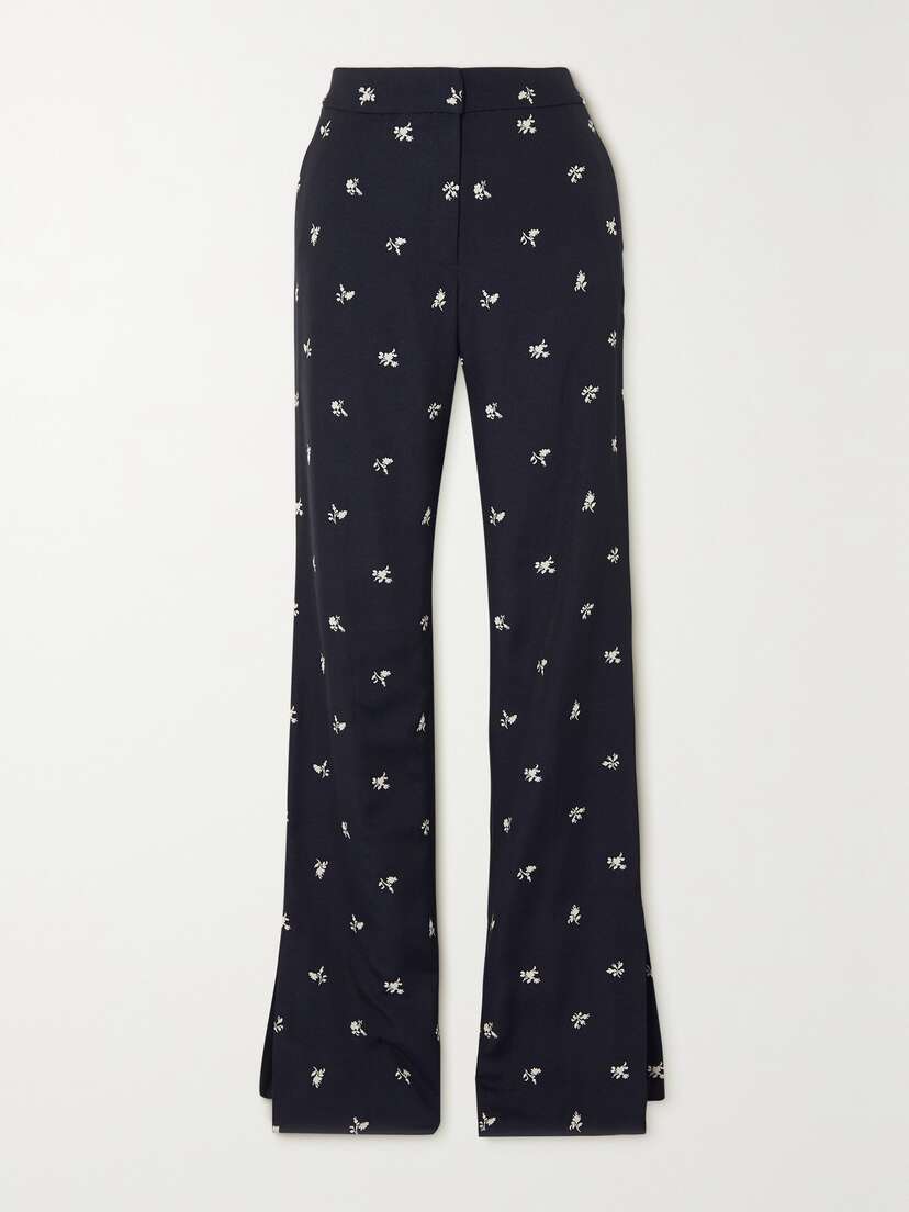 Erdem Floral-jacquard Straight-leg Pants