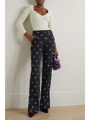 Erdem Floral-jacquard straight-leg pants