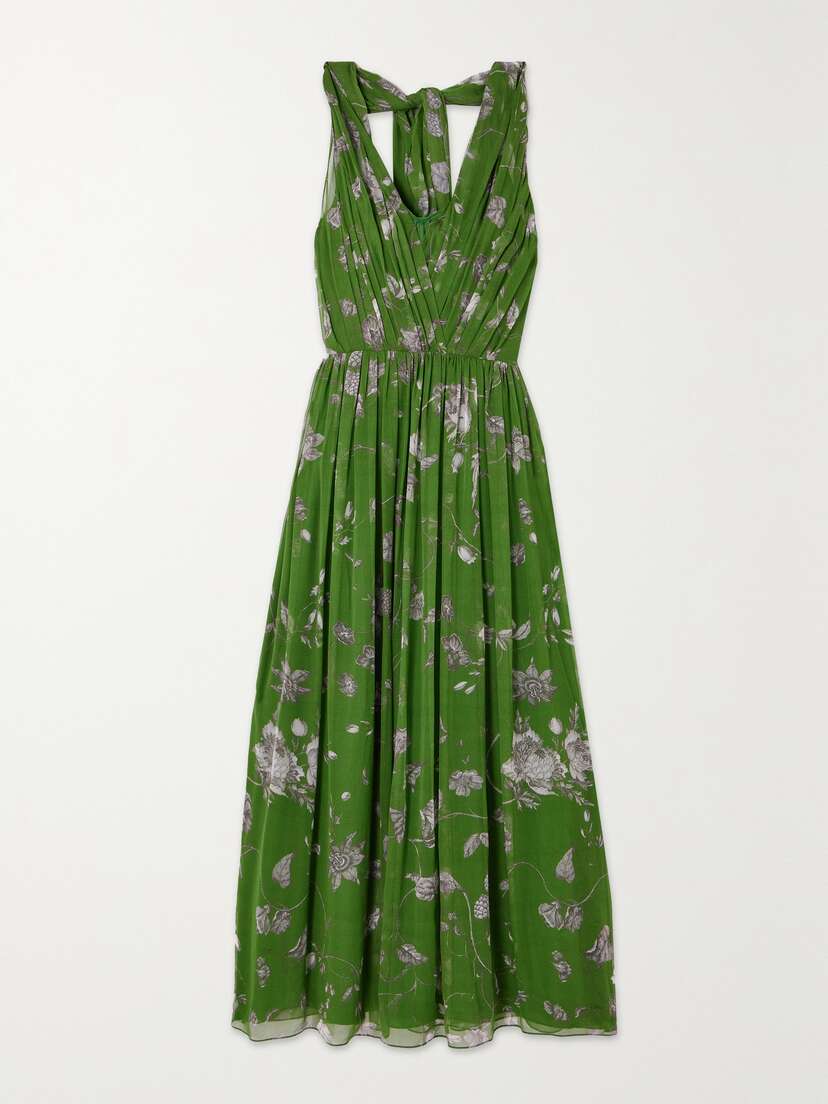 Erdem Cape-effect Pleated Gathered Floral-print Silk-voile Gown -  - UK 16