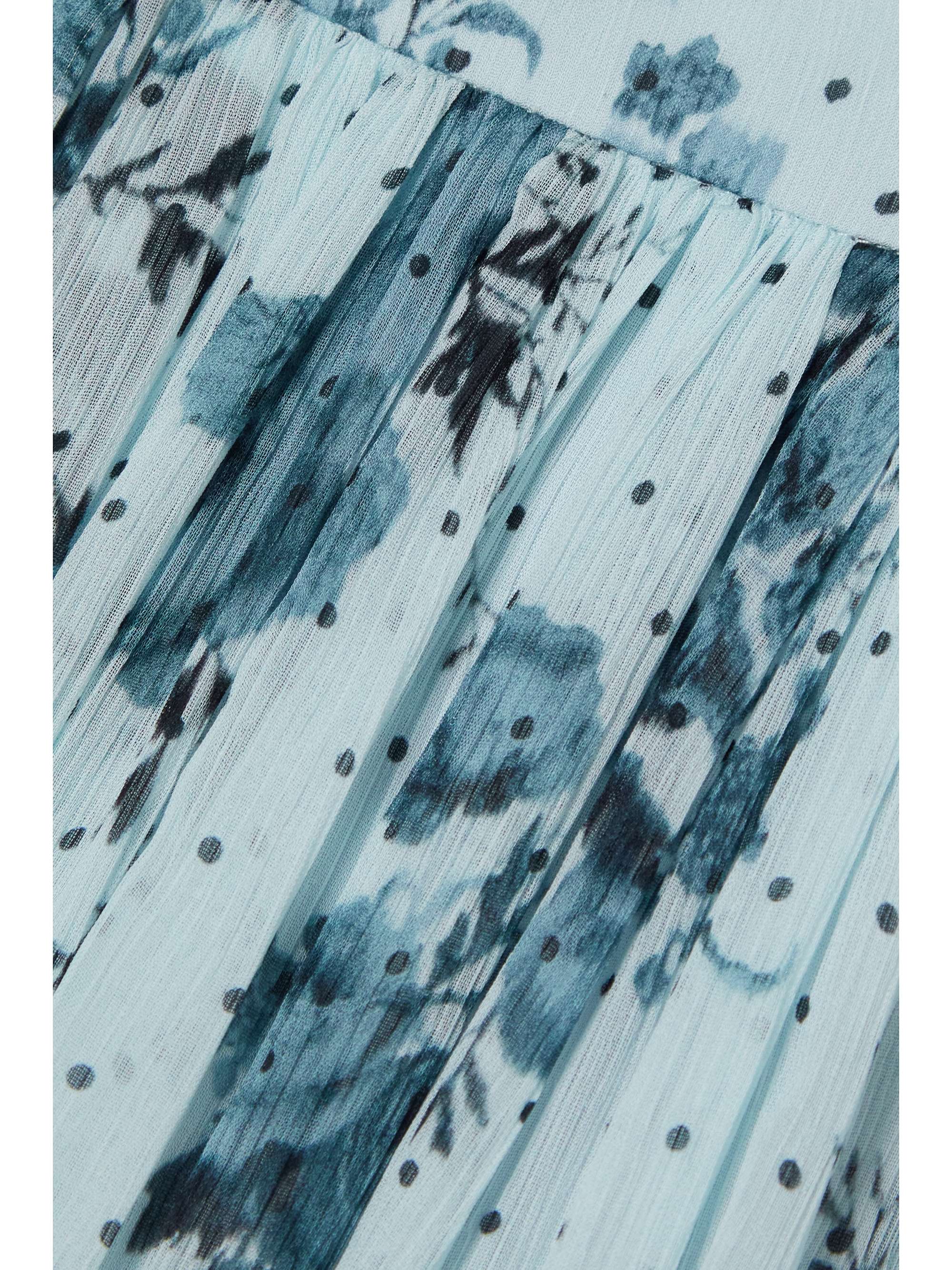 ERDEM Pleated printed crepon midi skirt