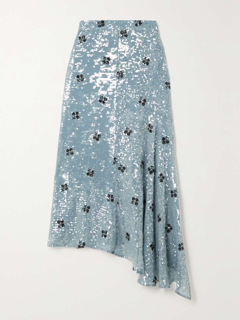Erdem Ruffled Sequined Tulle Midi Skirt - UK 16