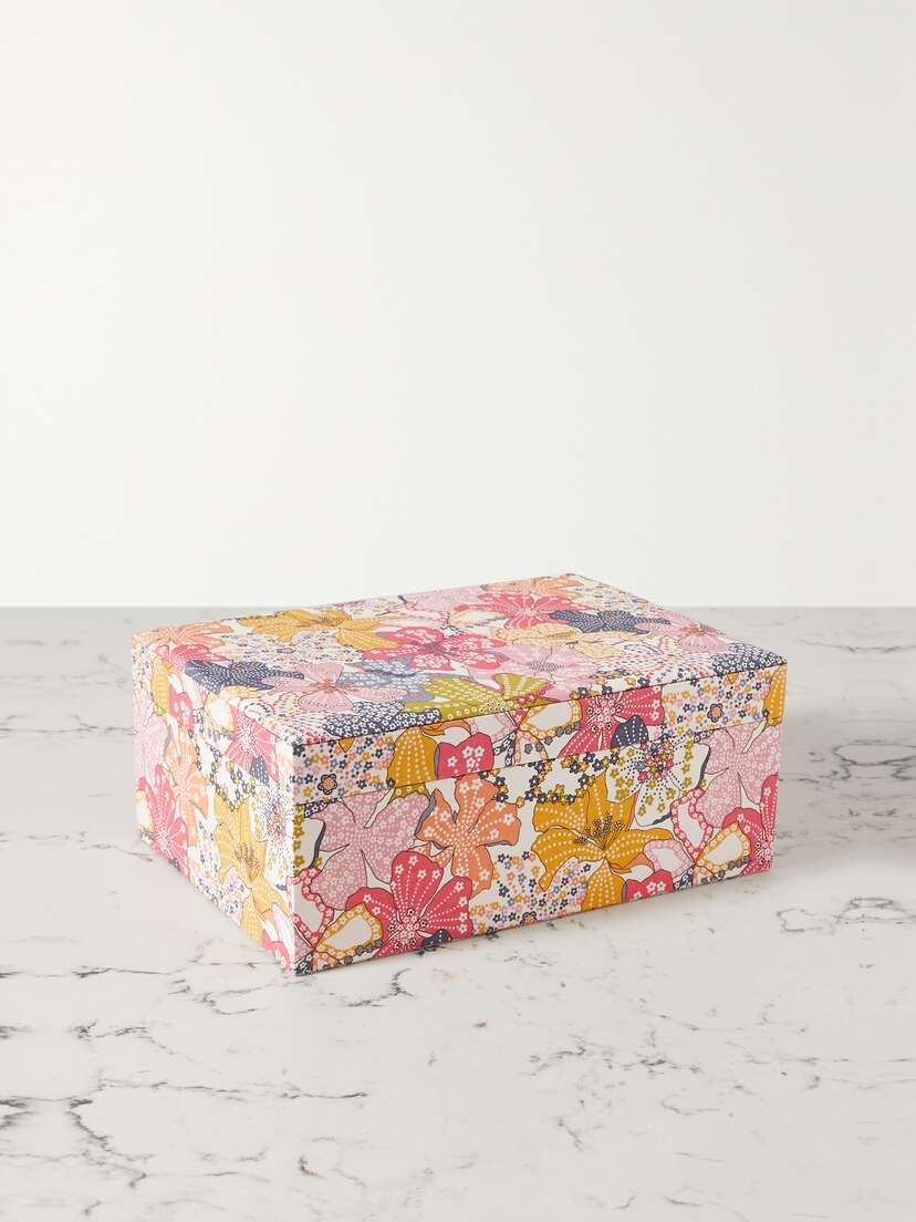 Sophie Bille Brahe Trésor Grande Hawaii Floral-print Voile And Velvet Jewelry Box