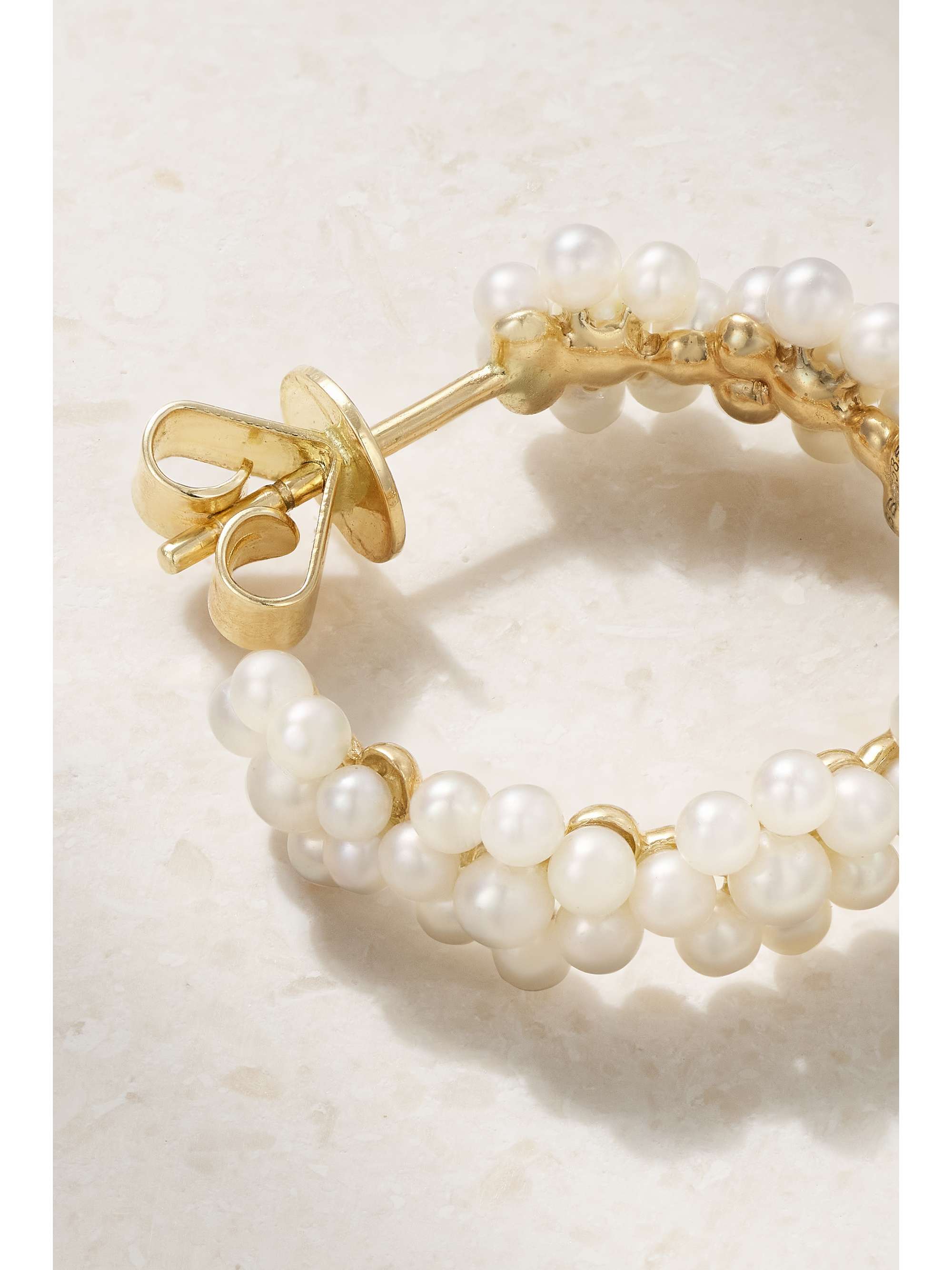 SOPHIE BILLE BRAHE Boucle Parc 14-karat recycled gold pearl single hoop ...