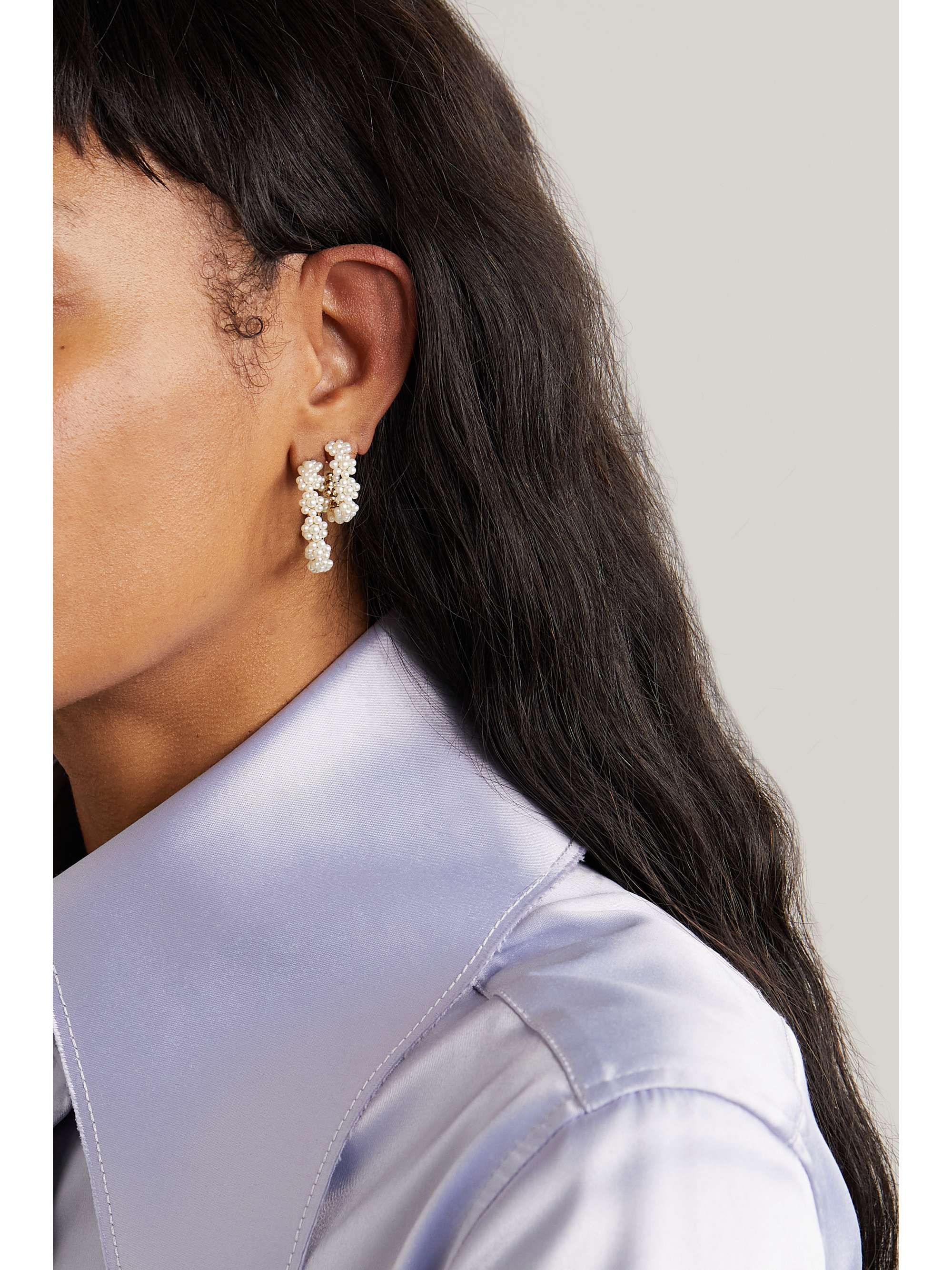 SOPHIE BILLE BRAHE Boucle Parc 14karat recycled gold pearl single hoop