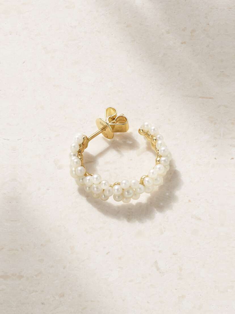Sophie Bille Brahe Boucle Parc 14-karat Recycled Gold Pearl Single Hoop Earring
