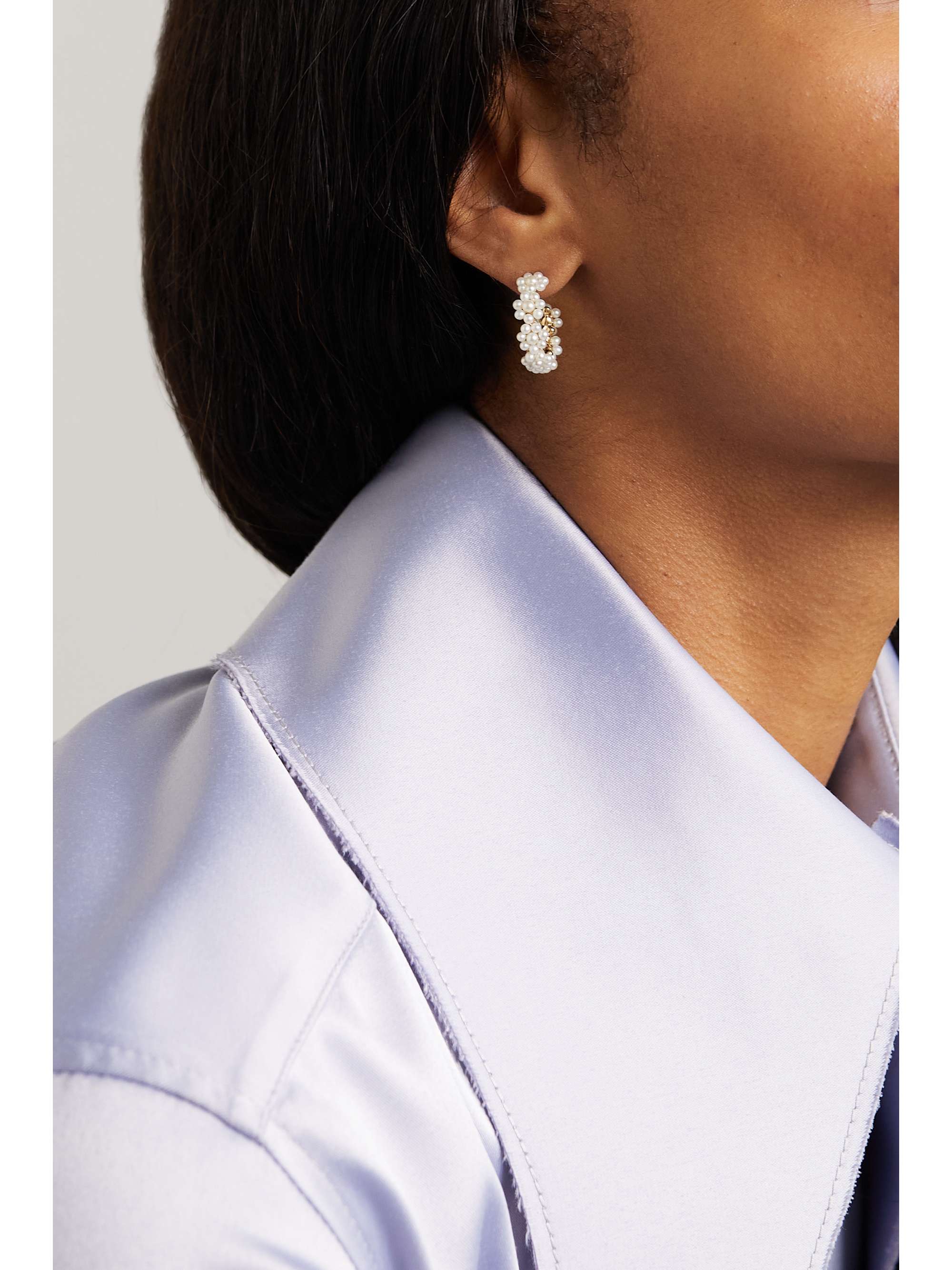 SOPHIE BILLE BRAHE Boucle Parc 14karat recycled gold pearl single hoop