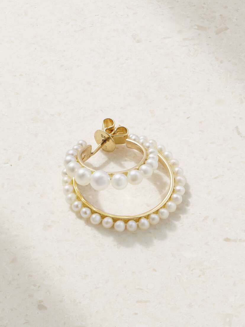 Sophie Bille Brahe Petite Boucle Perle 14-karat Recycled Gold Pearl Single Hoop Earring