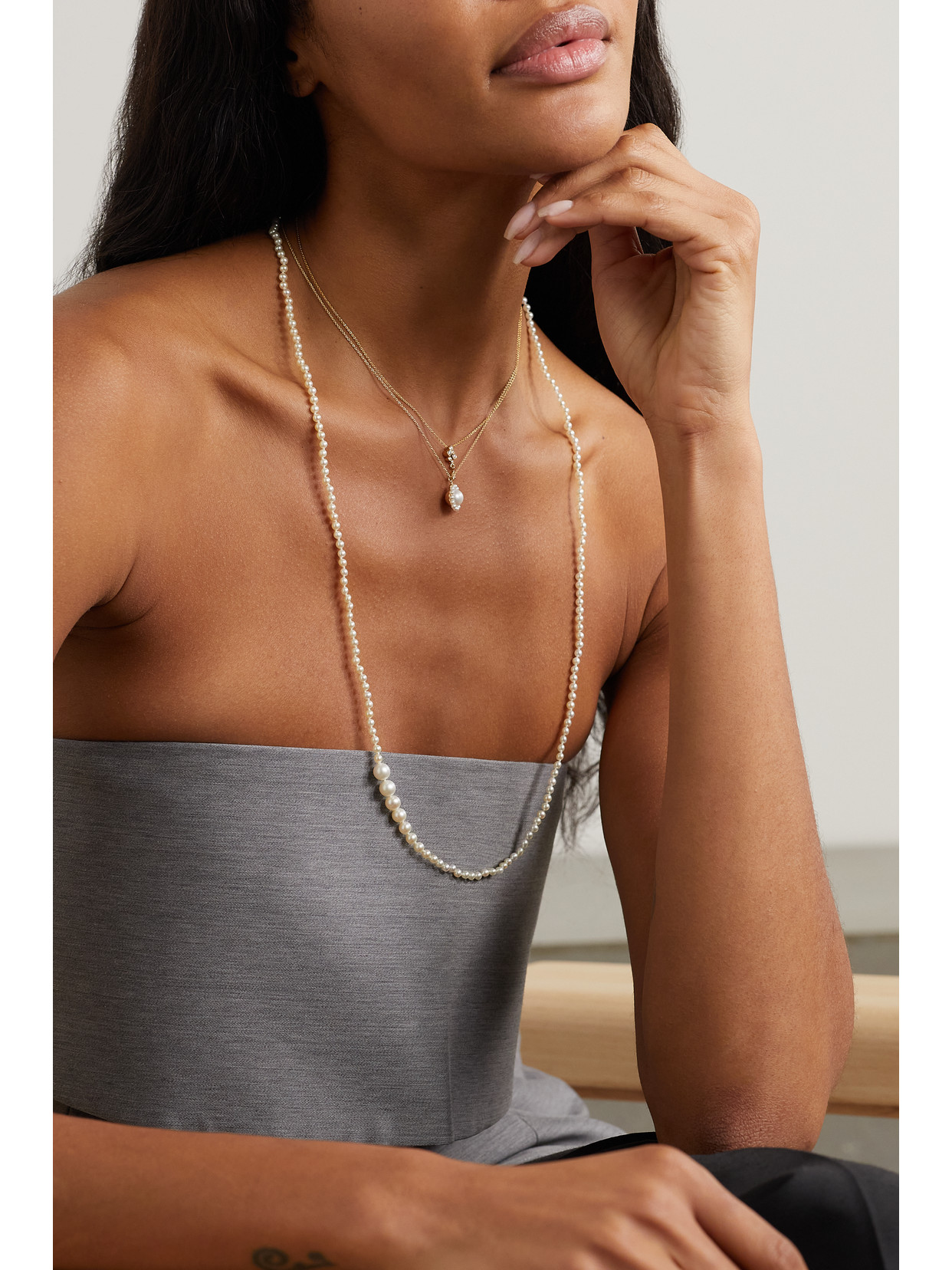 Shop Sophie Bille Brahe Christo 14-karat Recycled Gold Pearl Necklace