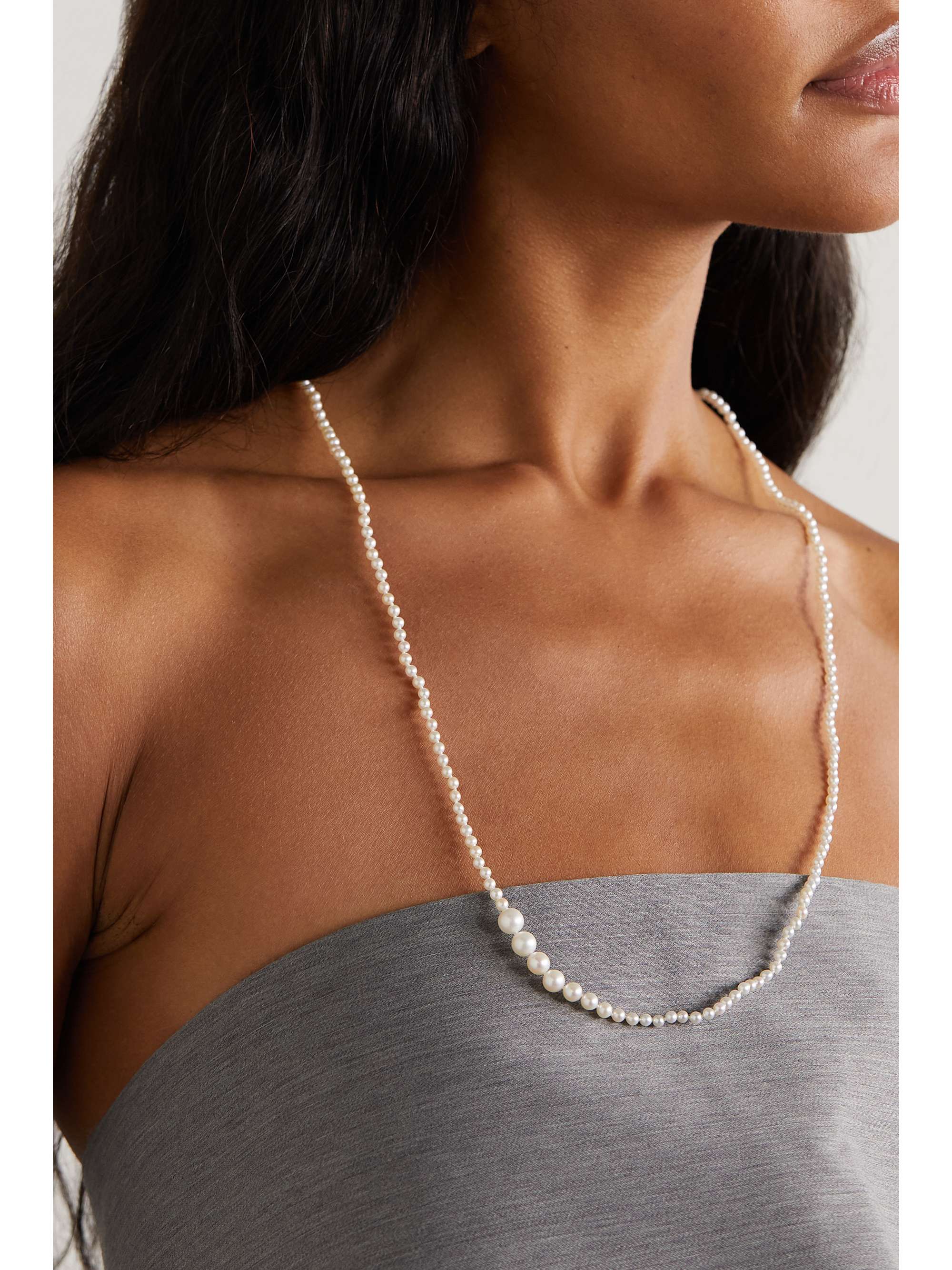 Christo 14 karat recycled gold pearl necklace