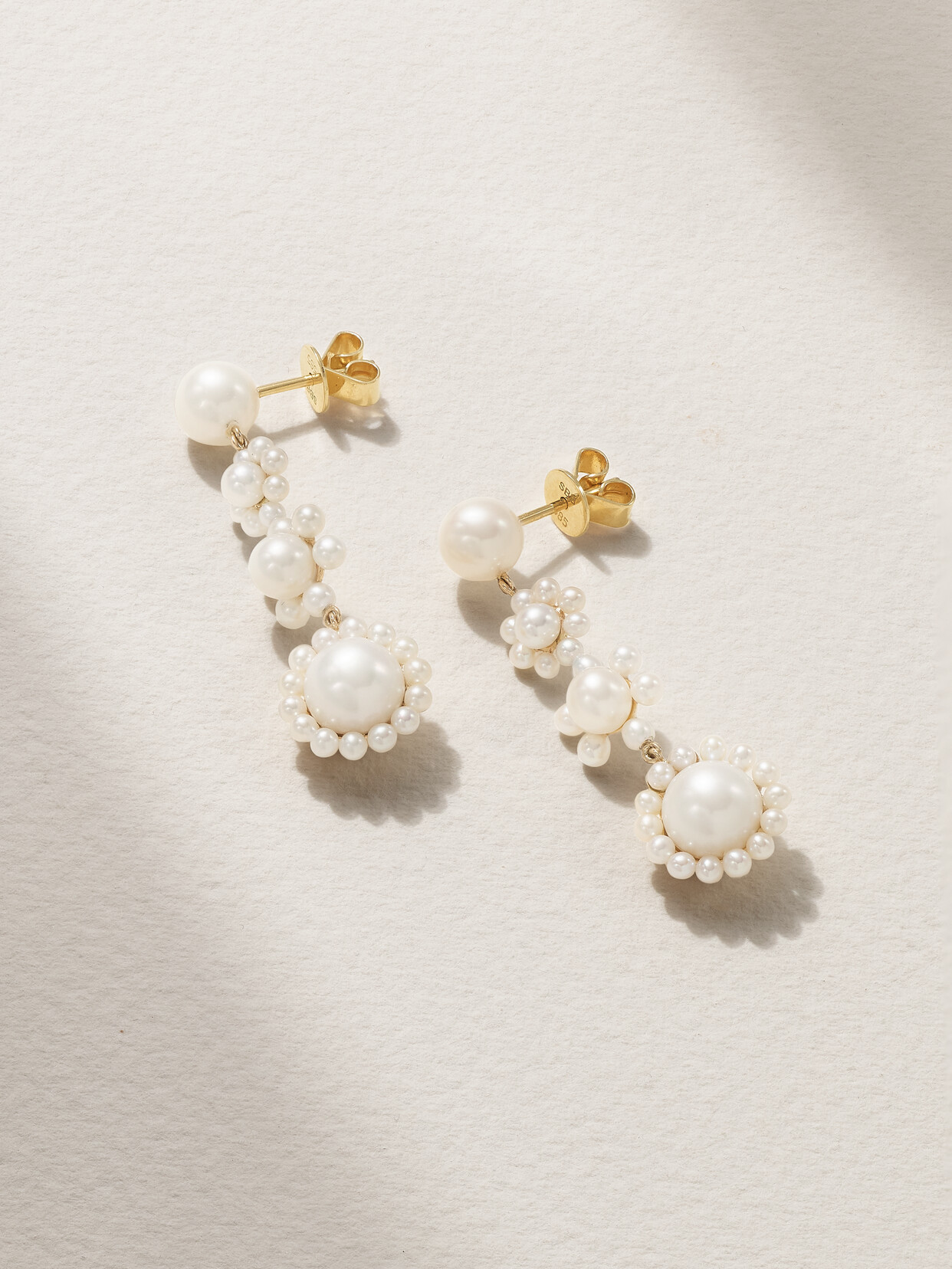 Sophie Bille Brahe Fleur Jeanne 14-karat Recycled Gold Pearl Earrings