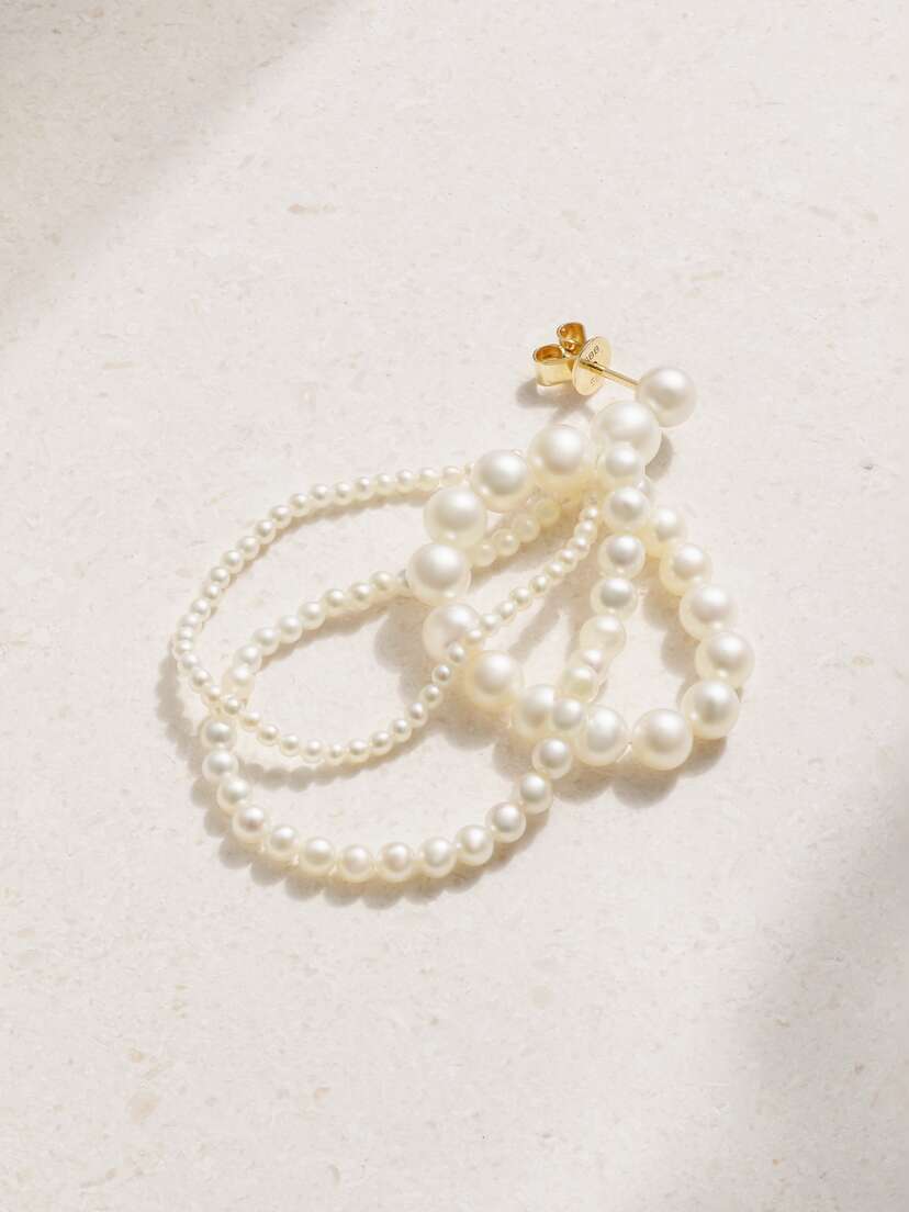 Sophie Bille Brahe Wrapped 14-karat ecycled Gold Pearl Single Earring