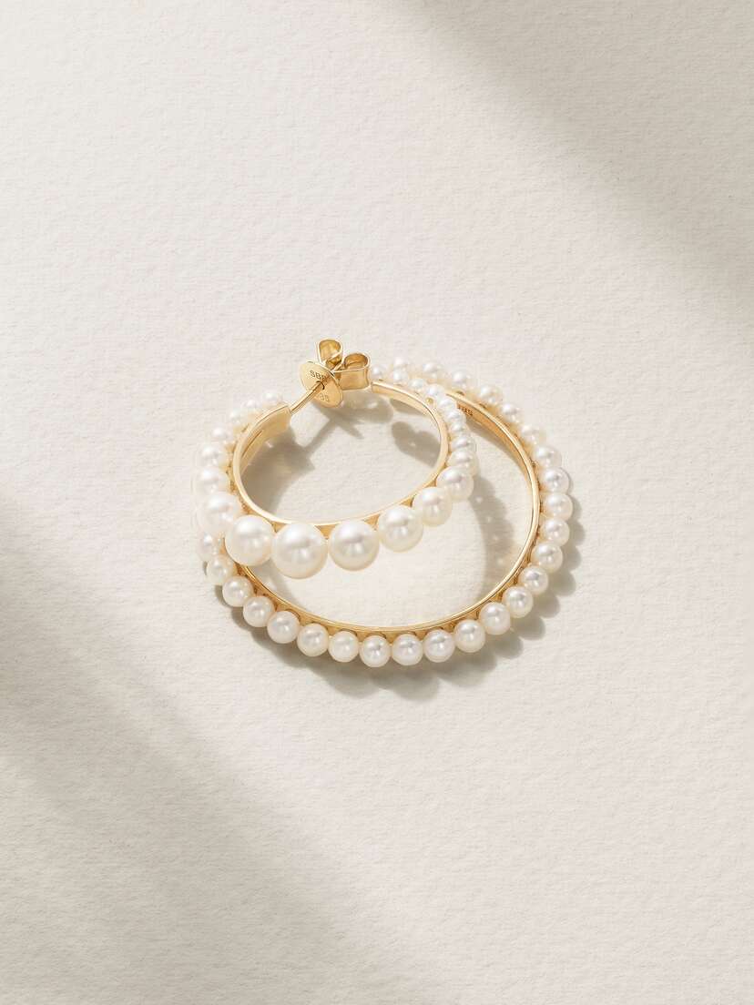 Sophie Bille Brahe Boucle Perle 14-karat ecycled Gold Pearl Single Hoop Earring