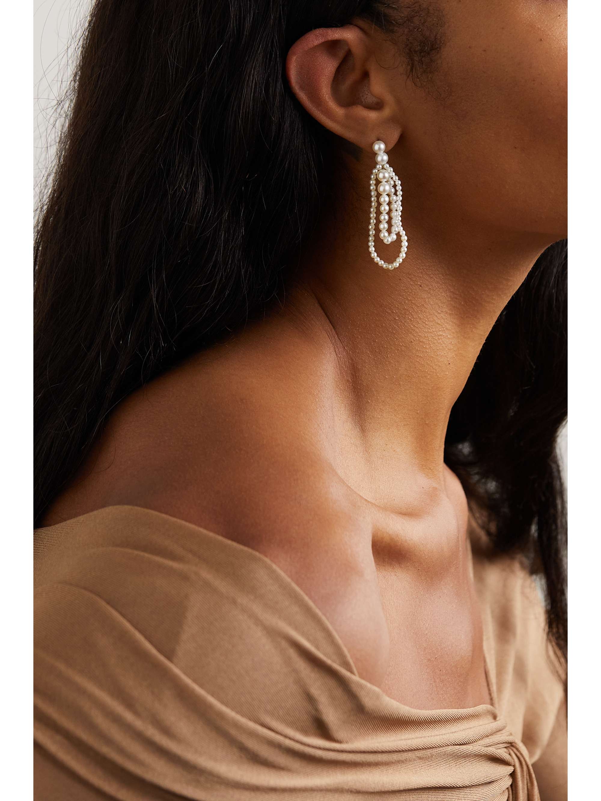SOPHIE BILLE BRAHE Wrapped 14-karat recycled gold pearl single earring