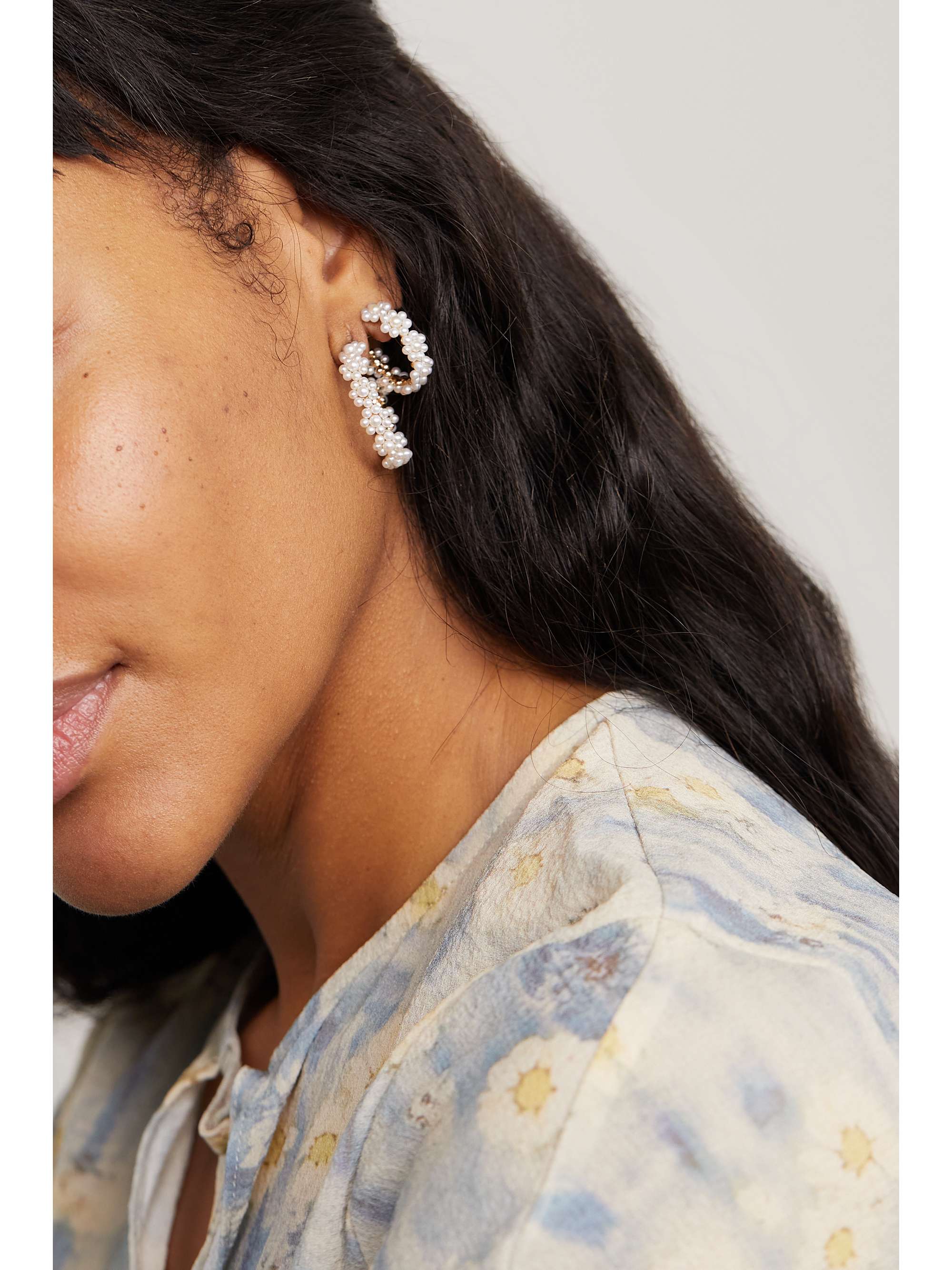 SOPHIE BILLE BRAHE Grand Boucle Parc 14-karat recycled gold pearl hoop earrings