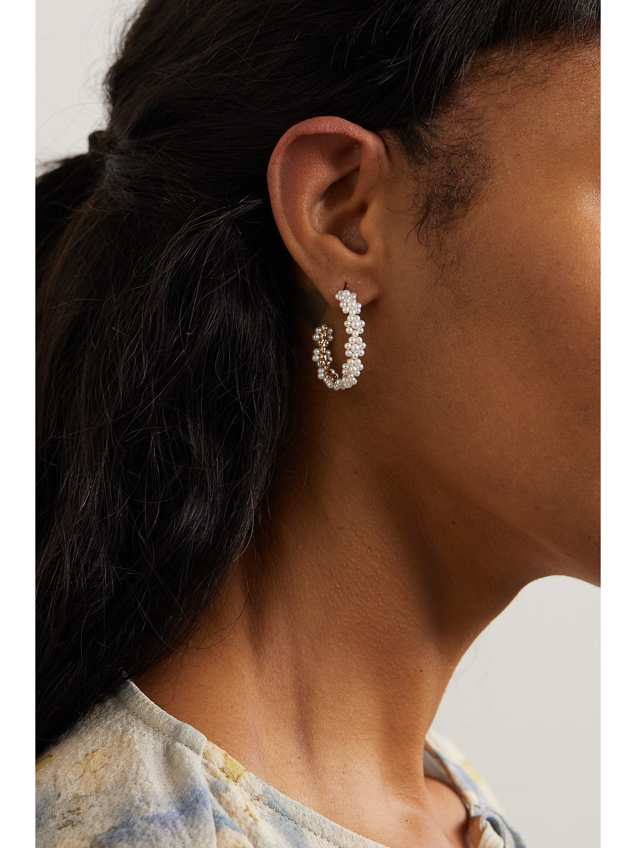 Shop Sophie Bille Brahe Grand Boucle Parc 14-karat Recycled Gold Pearl Hoop Earrings