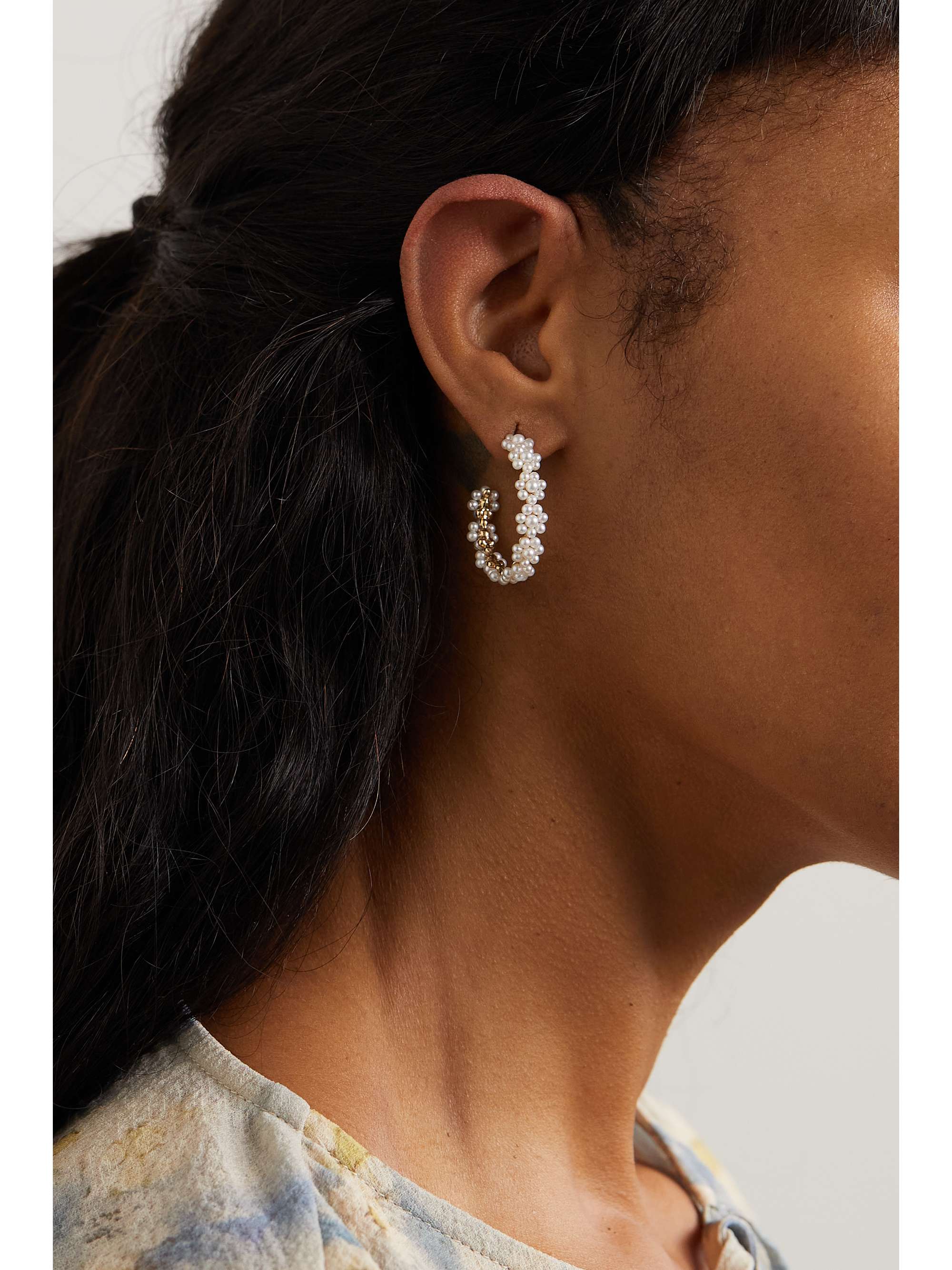 SOPHIE BILLE BRAHE Grand Boucle Parc 14-karat recycled gold pearl hoop earrings