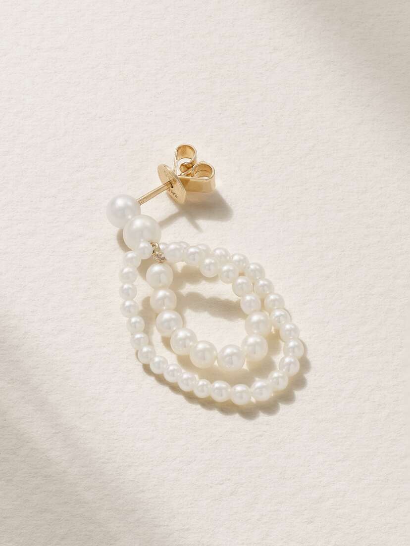 Sophie Bille Brahe Petite Wrapped 14-karat Recycled Gold Pearl Single Earring