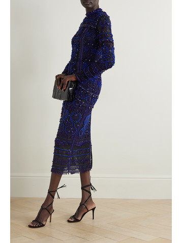 Erdem Embellished embroidered cotton-tulle midi dress