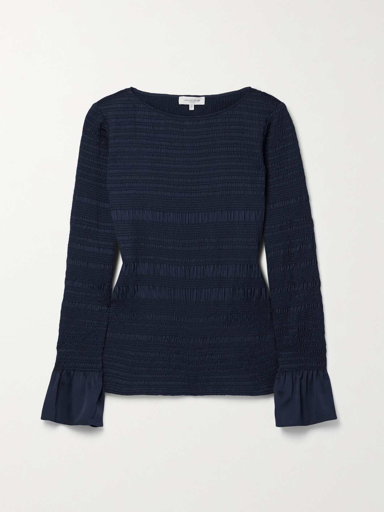 Lafayette148 - Shirred Crepe De Chine Top - Blue