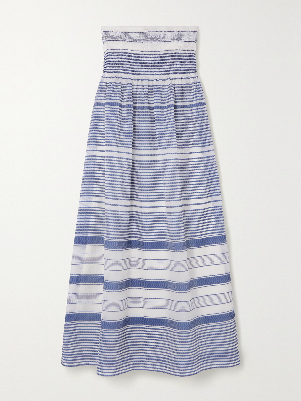 Lafayette148 Strapless Striped Silk-blend Maxi Dress - Blue