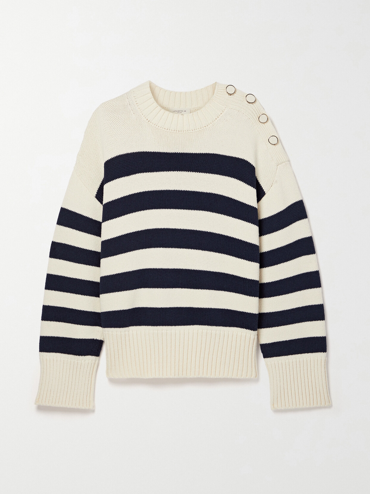 Lafayette148 - Striped Wool And Cotton-blend Sweater - Cream