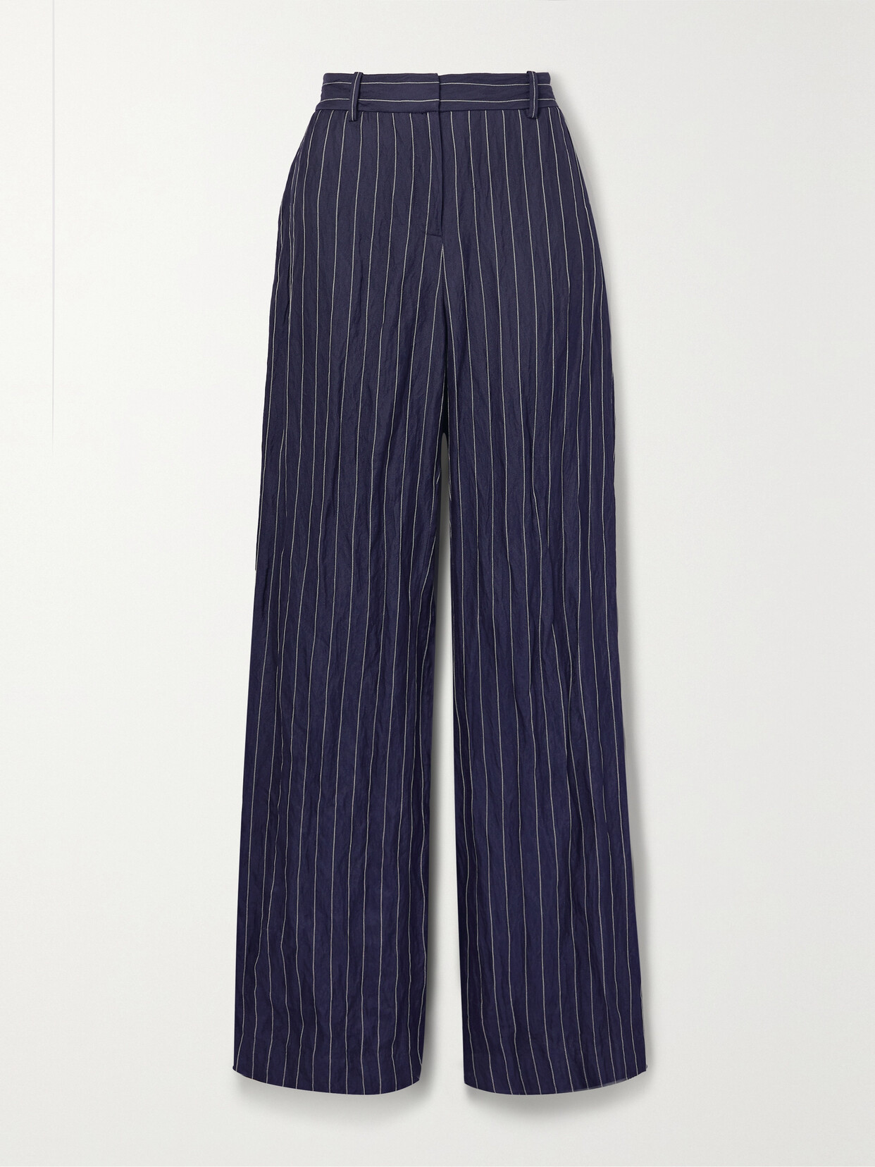Lafayette148 Sullivan Pinstriped Metallic Twill Straight-leg Pants - Blue