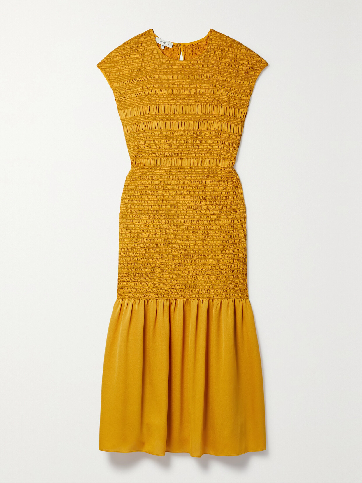 Lafayette148 Shirred Crepe Midi Dress - Yellow