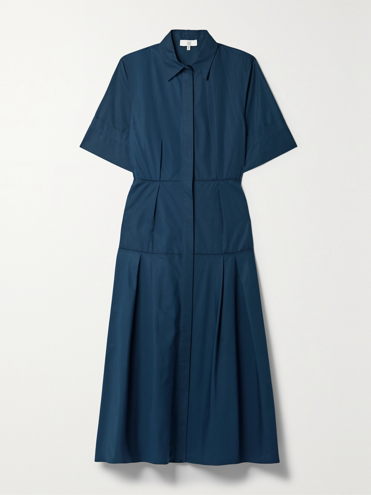 Lafayette148 - Pleated Cotton Midi Shirt Dress - Blue