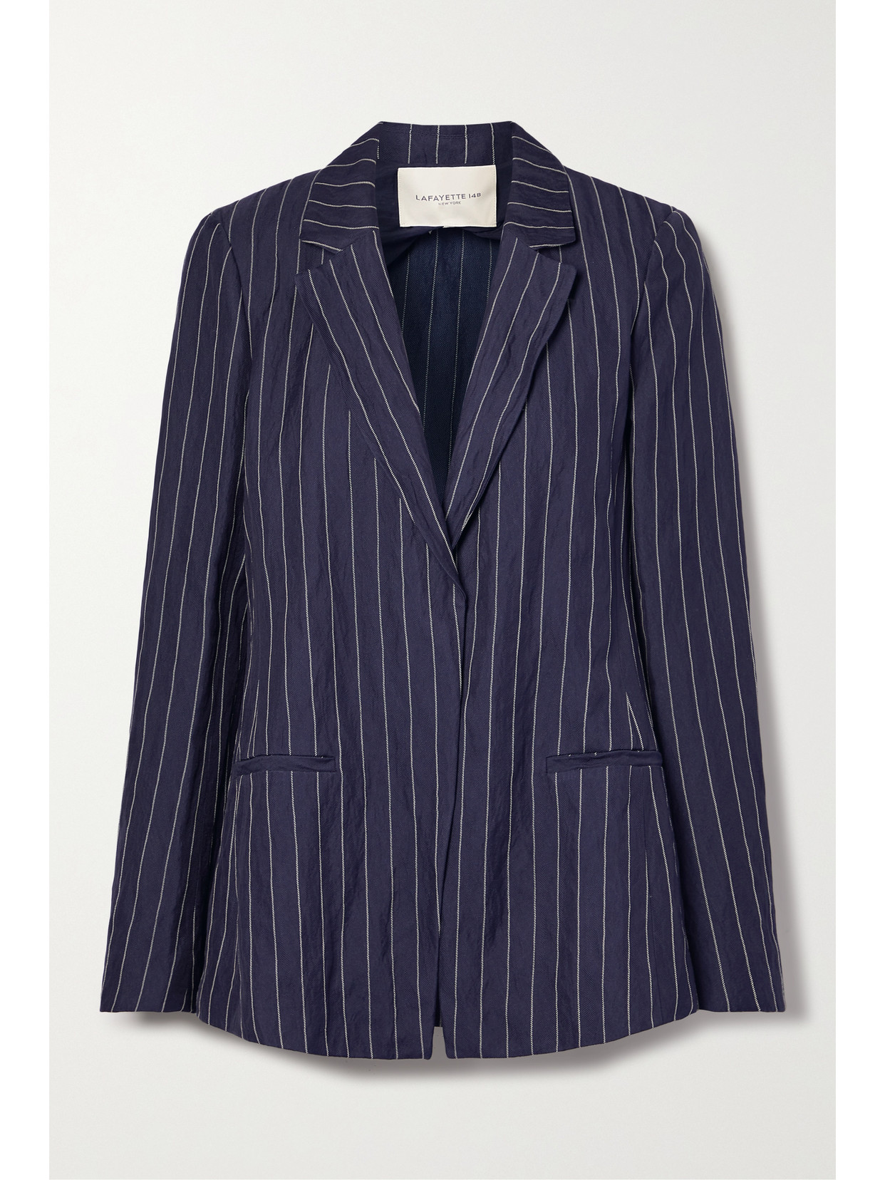 Lafayette148 - Pinstriped Metallic Twill Blazer - Blue