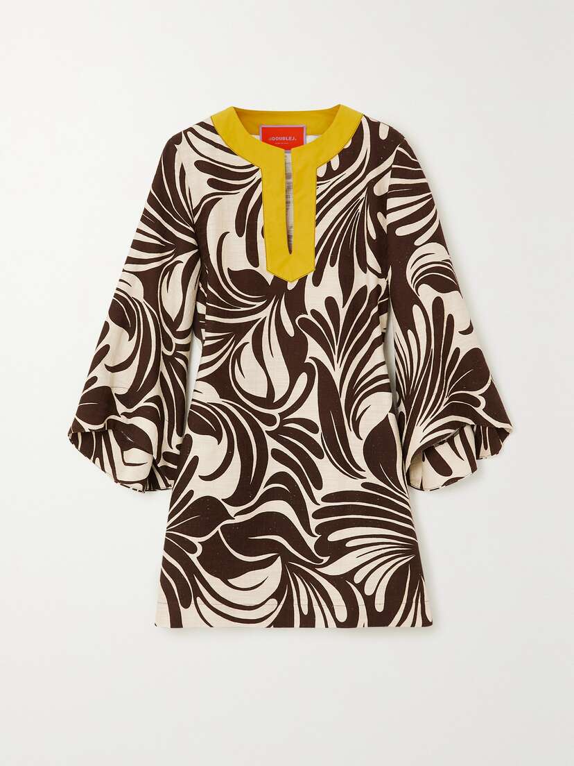 La DoubleJ The Kaftan Printed Cotton-blend Mini Dress